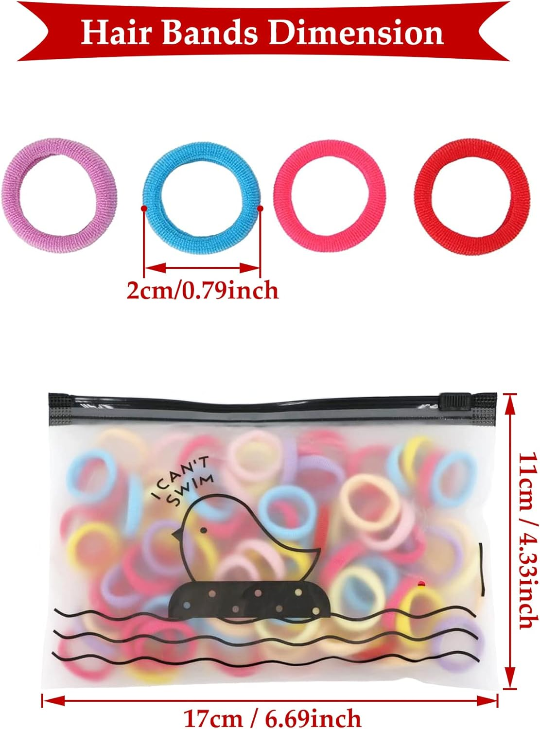 Pack of 100 Small Hair Bobbles for Women, Elastic Hair Bobbles, Ponytail, Colourful, Mini Hair Band for Baby, Toddler, Girls