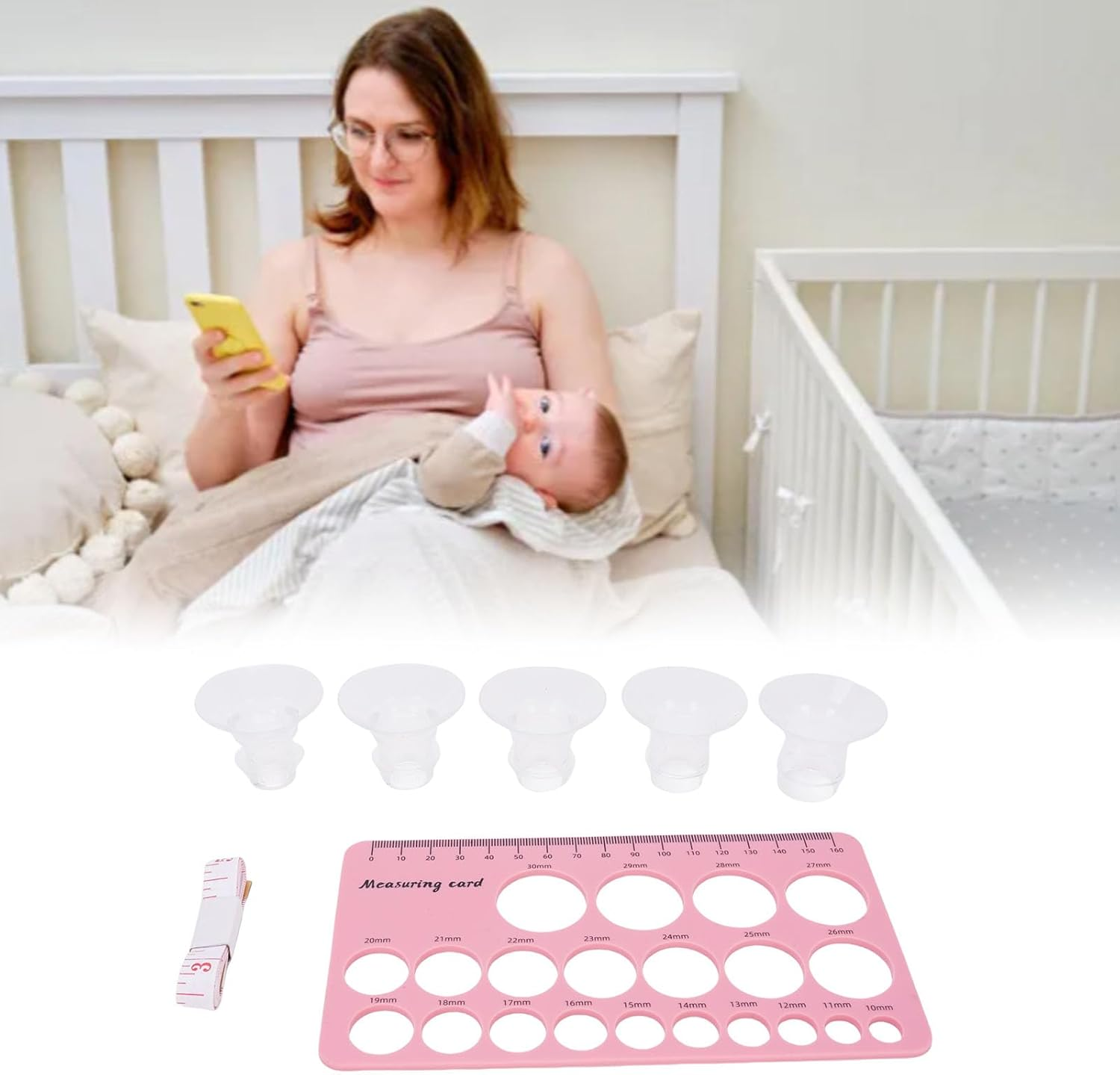 Flange Sizing Kit 13/15/17/19/21Mm for 24Mm Flange of Most Pumps, Silicone Flanges Insert for Momcozy/Spectra Electric Breast Pump, Breastfeeding Essential Pumping Kit for Moms image number 1