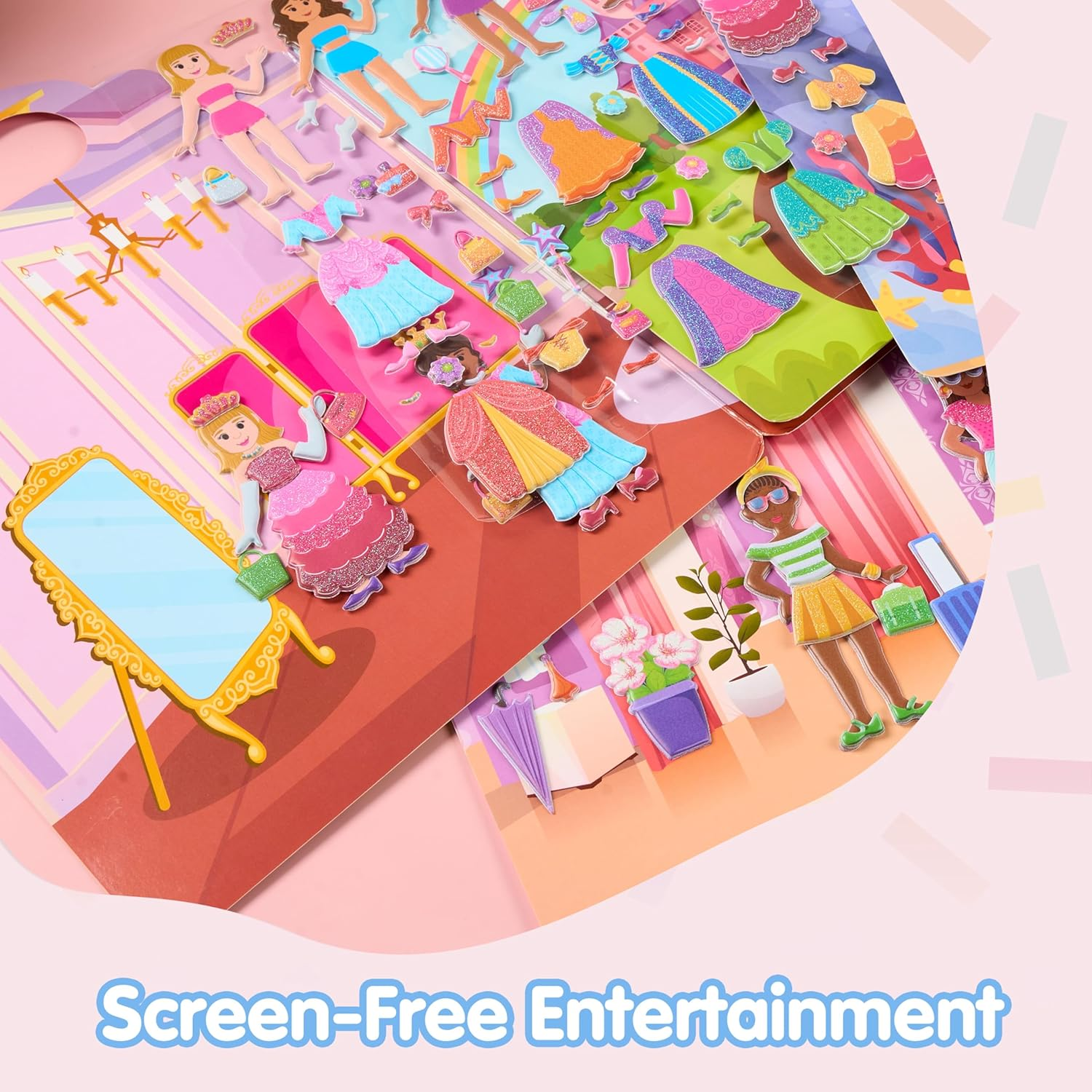 JOYIN 3 Sets Dress-Up Reusable Sticker Book for Toddlers, 3D Sticker Books for Kids 3 4 5, Travel Essentials, Airplane Activity Toys, Crafts Gifts, Birthday Gifts - Fashion, Mermaid, Princess image number 1