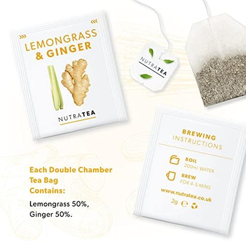 Nutra Tea - Lemongrass & Ginger Tea - 20 Tea Bags - Herbal Tea image number 4