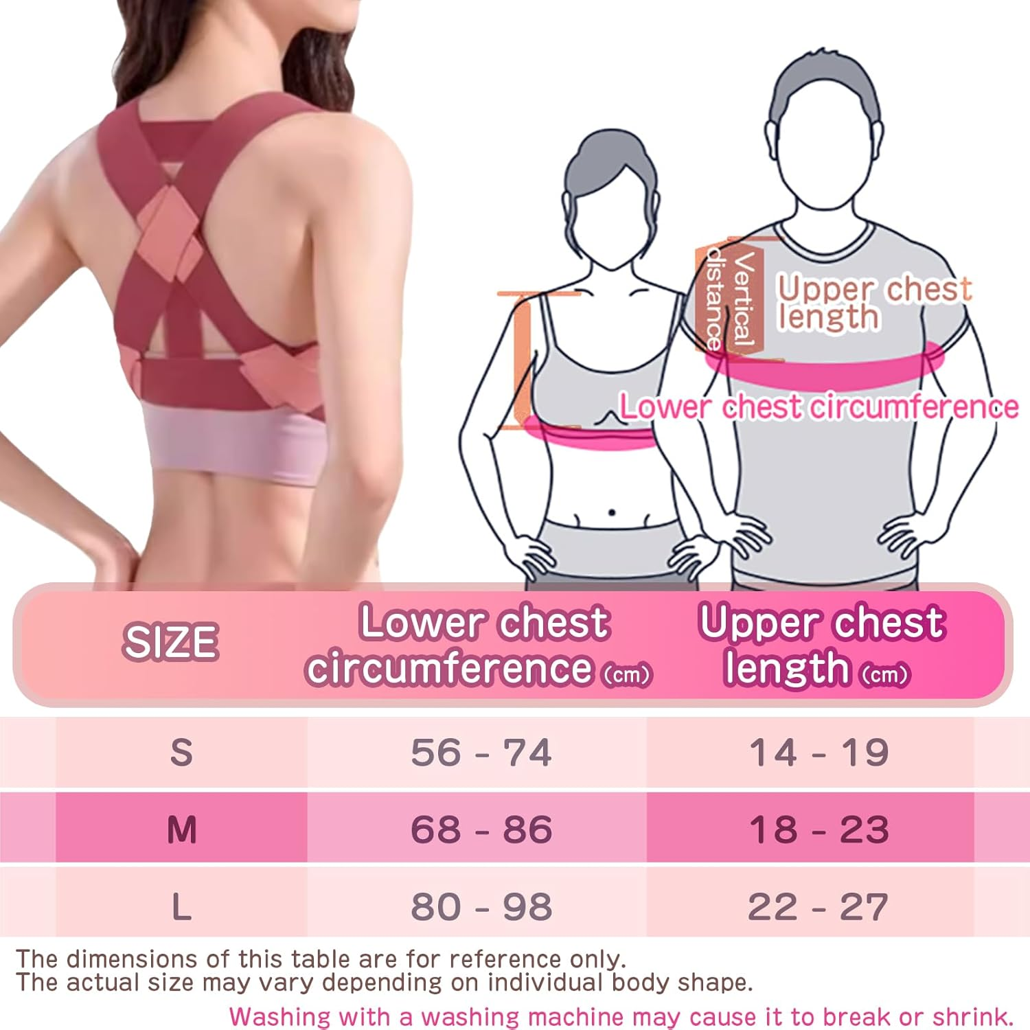 Back Brace for Women,Gather the Chest,Support the Back,Maintain an Upright Posture (Black, L) image number 7