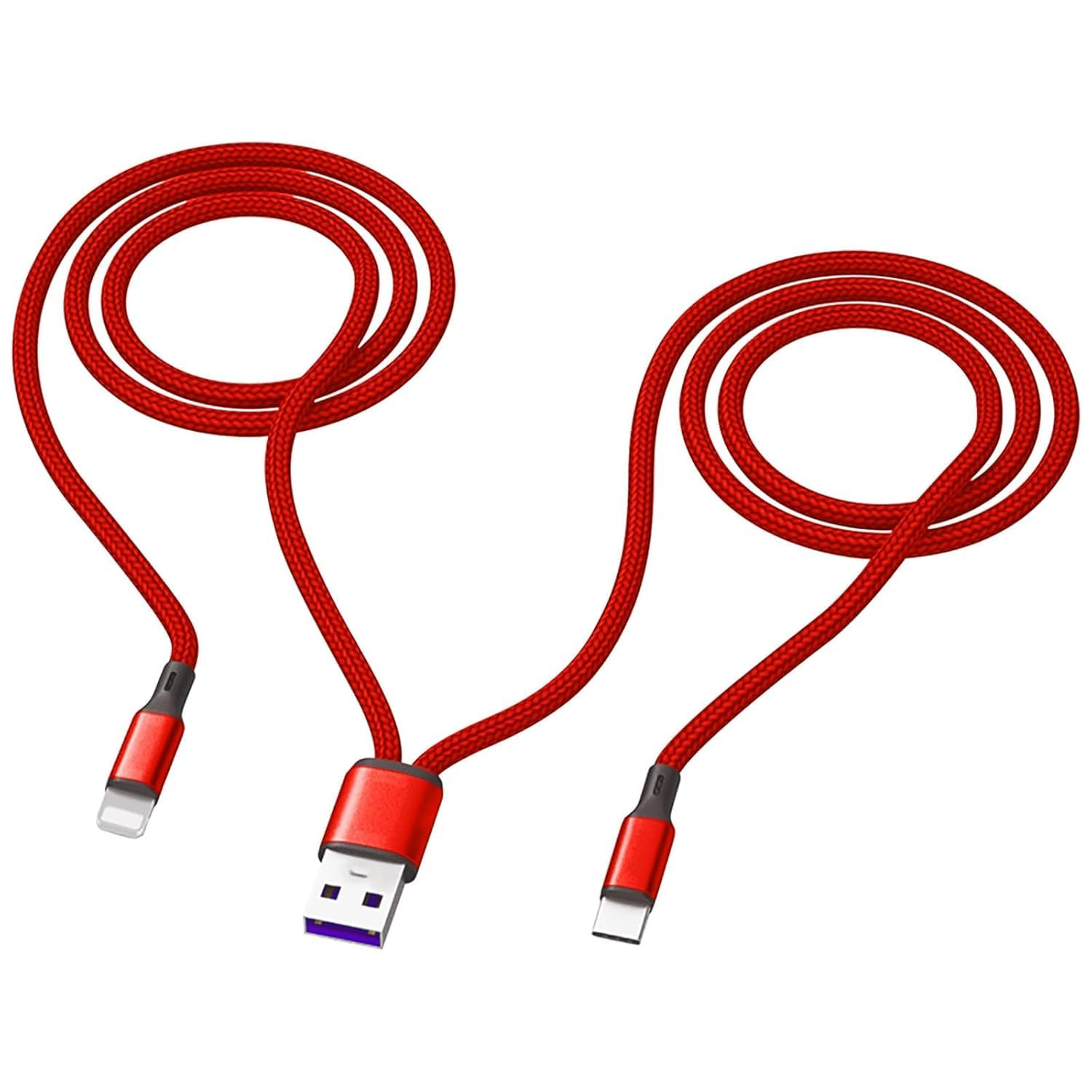 2 in 1 Fast Charging USB Car Cable，1M 3A Dual Splitter Nylon Braided USB a Charge,Usb a to Double USB C Mfi Certified Cord Compatible with Iphone 16/15/Pro/Plus/Max and More-Black image number 2