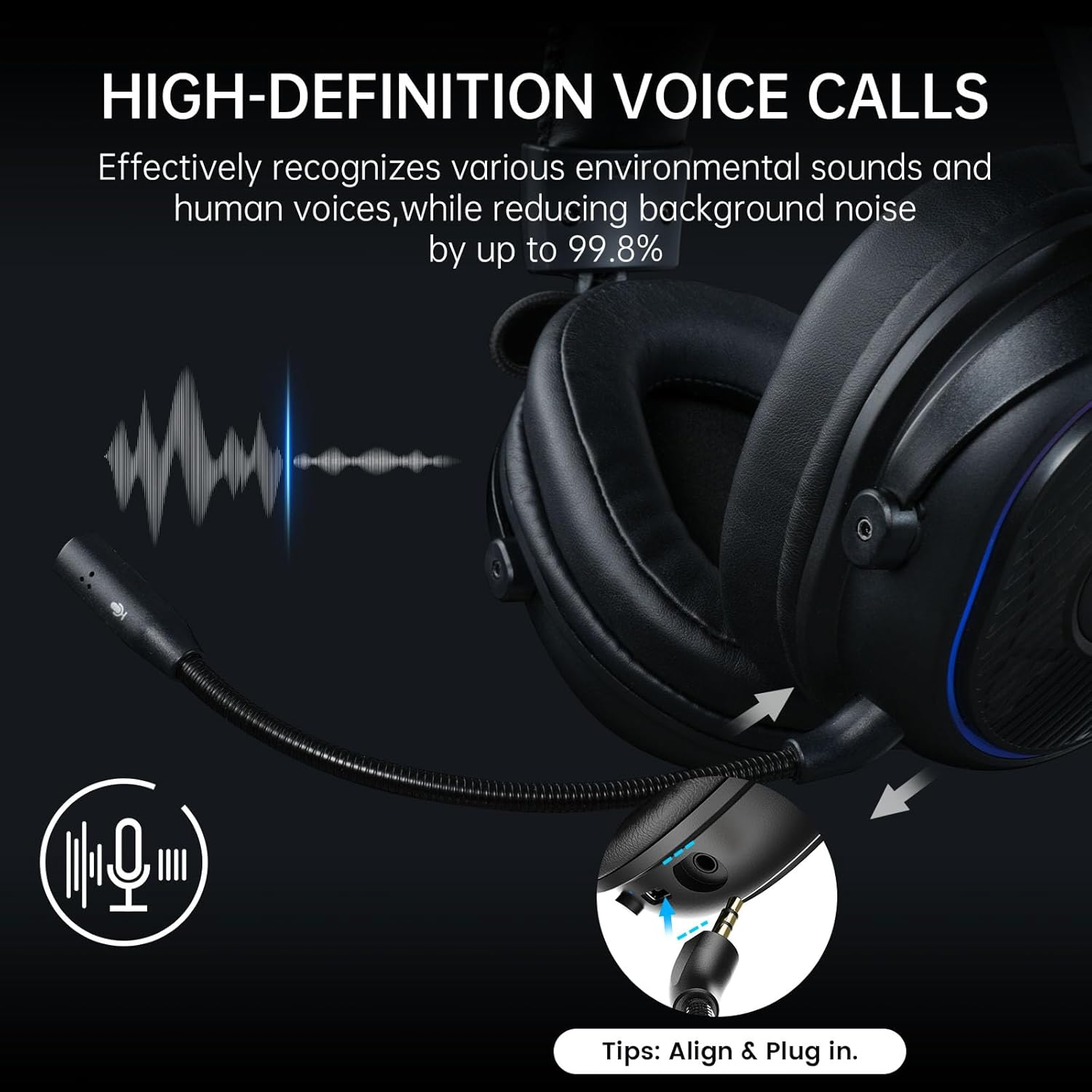 EKSA 2.4Ghz Wireless Gaming Headset for Ps5,Ps4,Pc,Switch,Mobile,Mac, Bluetooth 5.3 Gaming Headphones with Detachable Microphone, RGB, 30Ms Latency, 50H Battery, Stereo Sound Headset for Xbox image number 6