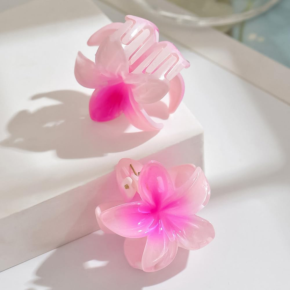 ZSPERKLA Pack of 6 Flower Hair Clips, 4 Cm Cute Acrylic Hair Clips, Small Hair Clips, Non-Slip Hair Jaw Clips for Women, Girls, Medium and Thin Hair Styling Accessories - Beige image number 5