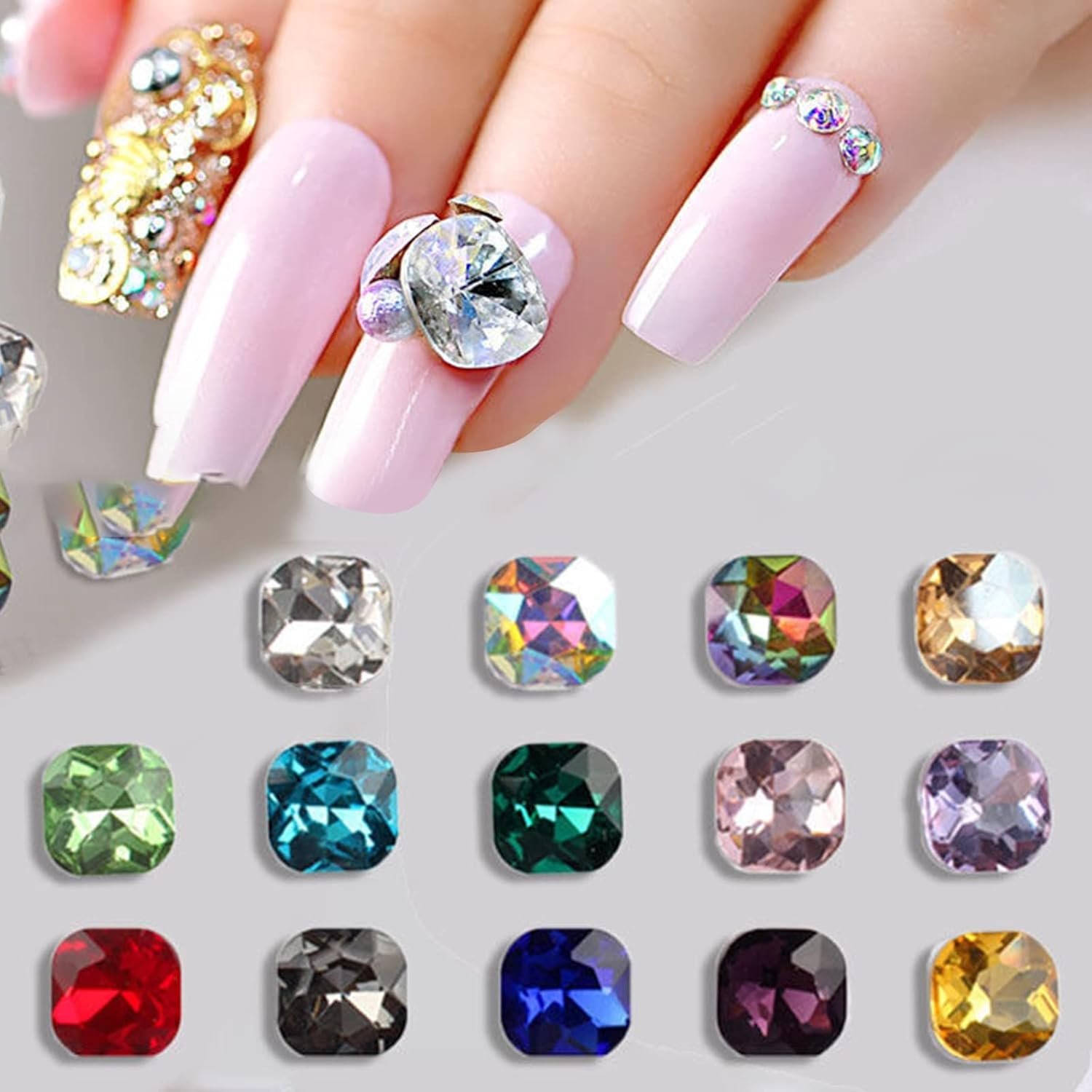 50 Grains Nail Art Rhinestone Flat-Back Rhinestone Super Flash Nail Decoration DIY Color Purple Bagua Shaped Crystal