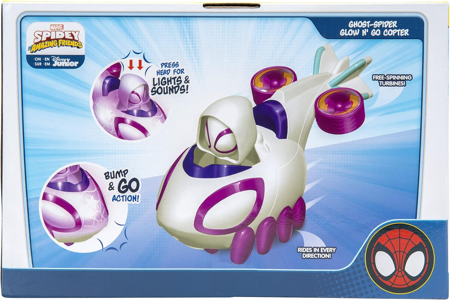 Spidey and His Amazing Friends Ghost Spider Glow N Go Copter Toy image number 4