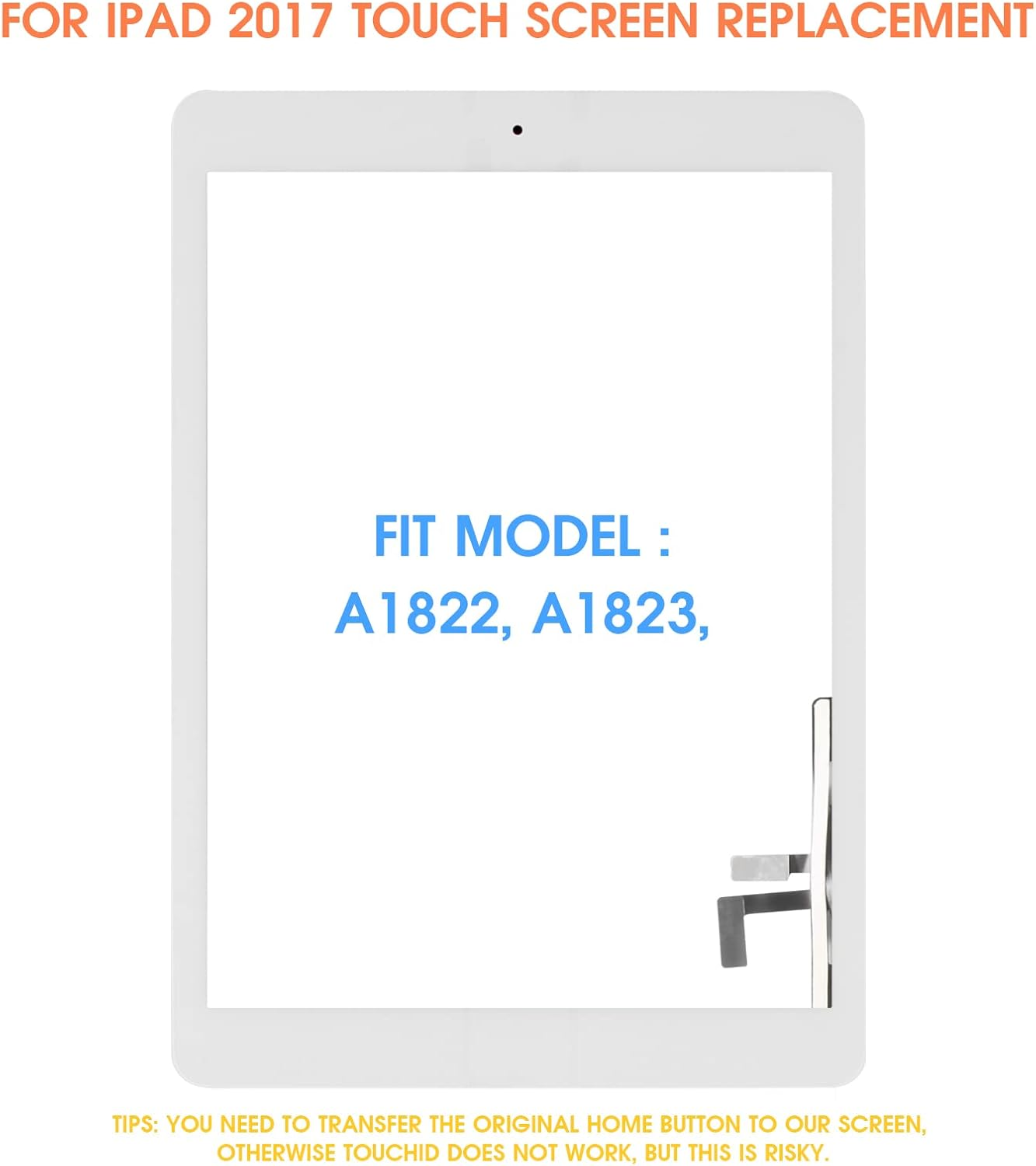 A1822 A1823 Screen Replacement, for Ipad 2017 5Th Generation Touch Screen 9.7 Inch Digiziter Touchscreen Glass Panel with Home Button & Repair Tools (Not LCD) image number 6