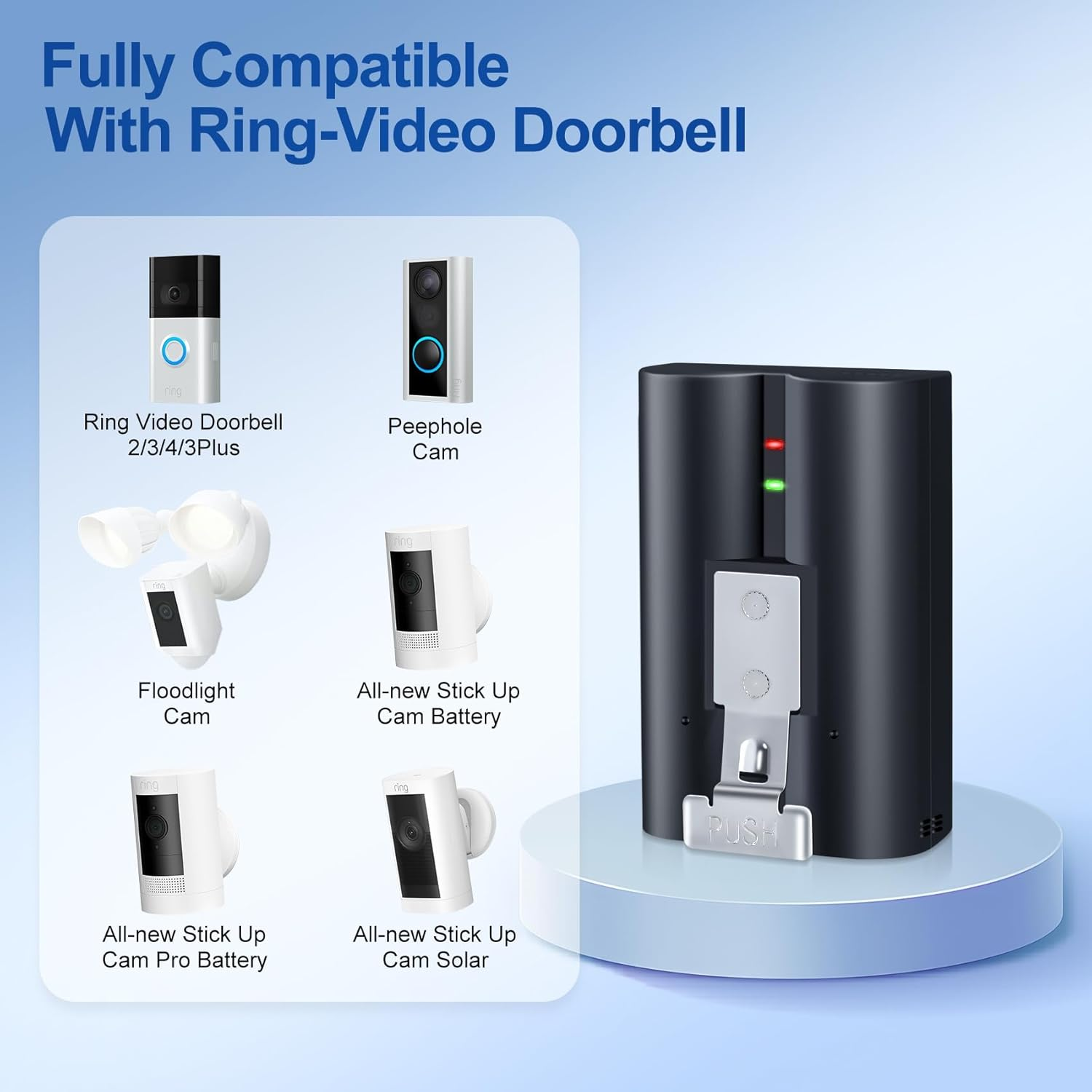 1 Pack Battery for Ring (3.65V 6040Mah), Quick Release Rechargeable V4 Battery Compatible with Ring-Video Doorbell 2(2024 Release)/3/4/3 Plus,Stick up Cam Indooor and Outdoor,Spotlight Cam image number 4