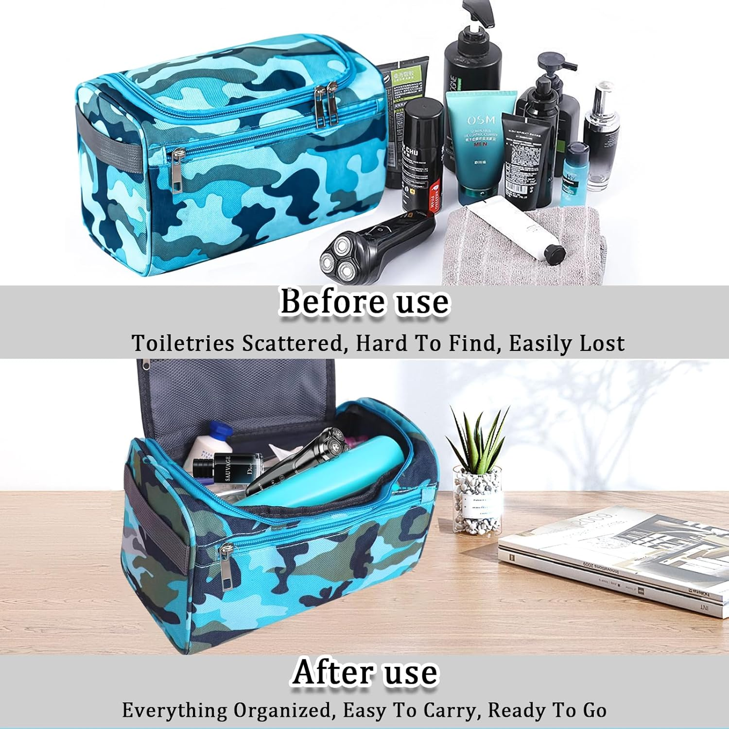 Boys Wash Bag with Camouflage Design &ndash; Boys Toiletry Bag for Travel and Sports, Durable & Waterproof Kids Wash Bag with Handle and Zipper for School, Gym or Holidays image number 3