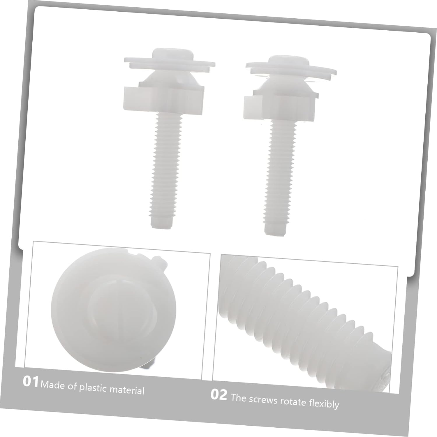 Tofficu 4Pcs Toilet Seat Accessories Hinge Bolts Plastic Fixing Screws for Wc Seat Cover