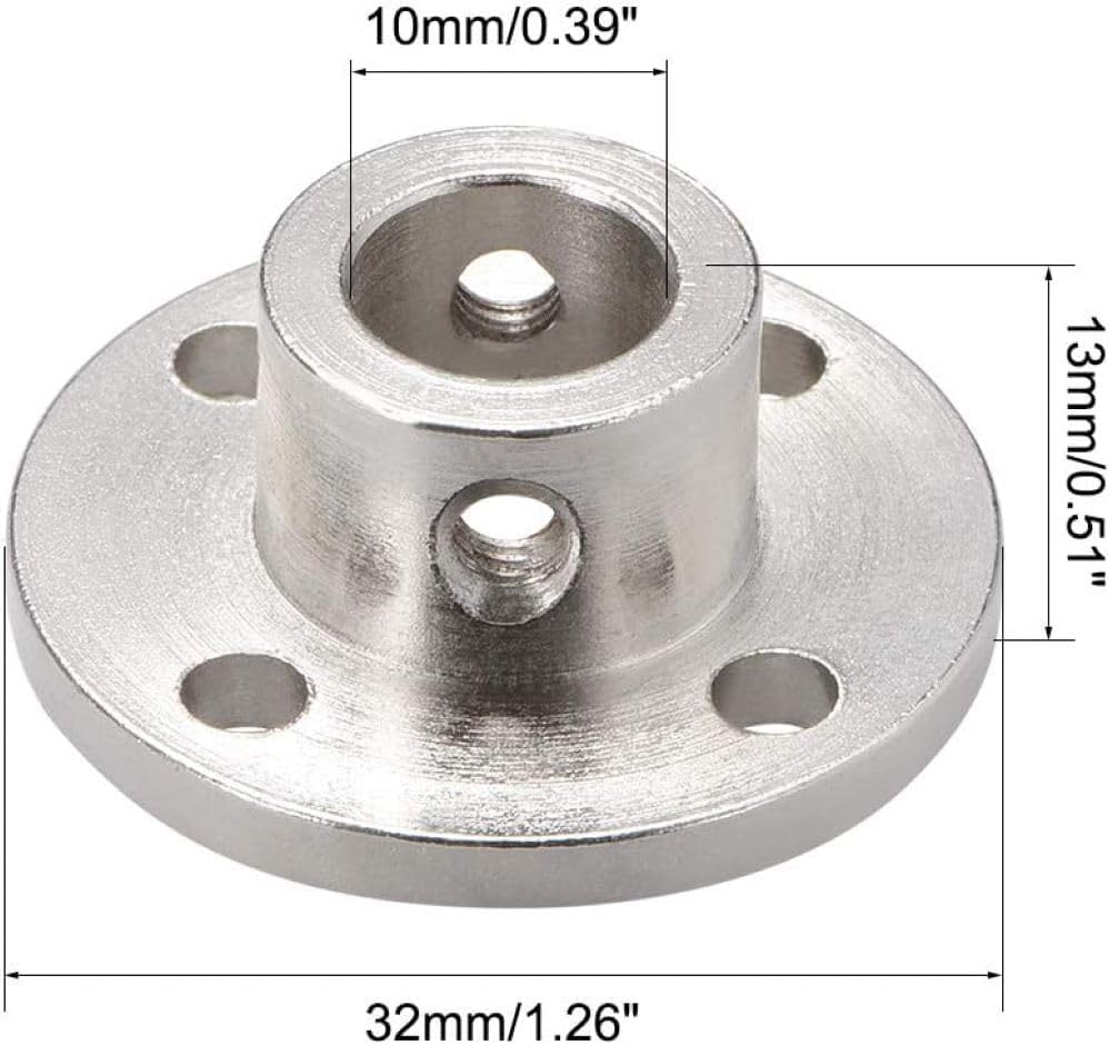 2PCS 10Mm Inner Dia H13*D16 Rigid Flange Coupling Motor Guide Shaft Coupler Motor Connector Silver Tone for DIY Parts image number 2