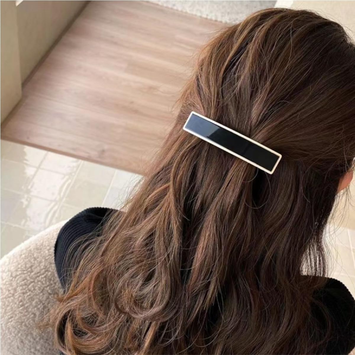 Jjiaolinin Rectangular Hair Clips, Pack of 2 French Hair Clips, Women'S Classic Hair Clip, Automatic Classic Hair Clips for Fine and Medium Thick Hair, Vintage Hair Accessories for Women