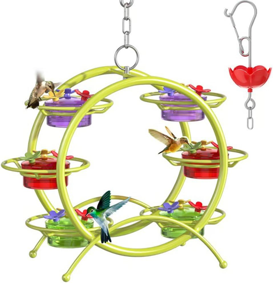 Unique Hummingbird Feeder, Multi-Port Small Birds Feeding Tools,Hangable Garden Decorative,Ornamental Bird Feed Wheel,Top Fill Leak Proof Feeders,For Garden Porch Backyard Decor image number 2