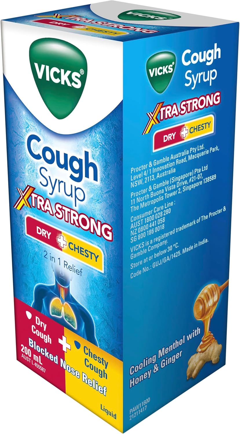 Vicks Cough Syrup Dry + Chesty Xtra Strong 200ML image number 3
