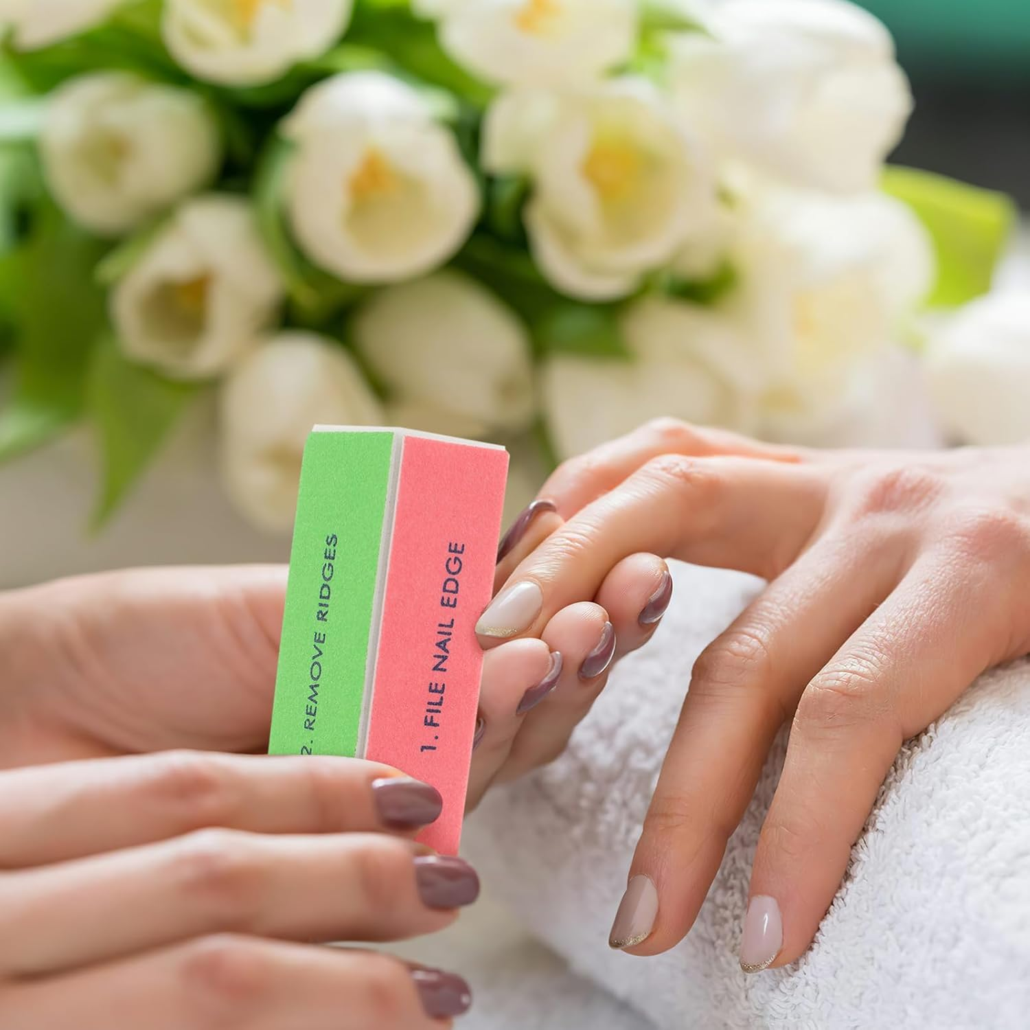 DECORNIJIA 5Pcs Manicure Four Sided Nail Files Sponge Nail Files Manicure Tool Kit Art Supplies for Women French Tip Buffer Block image number 6