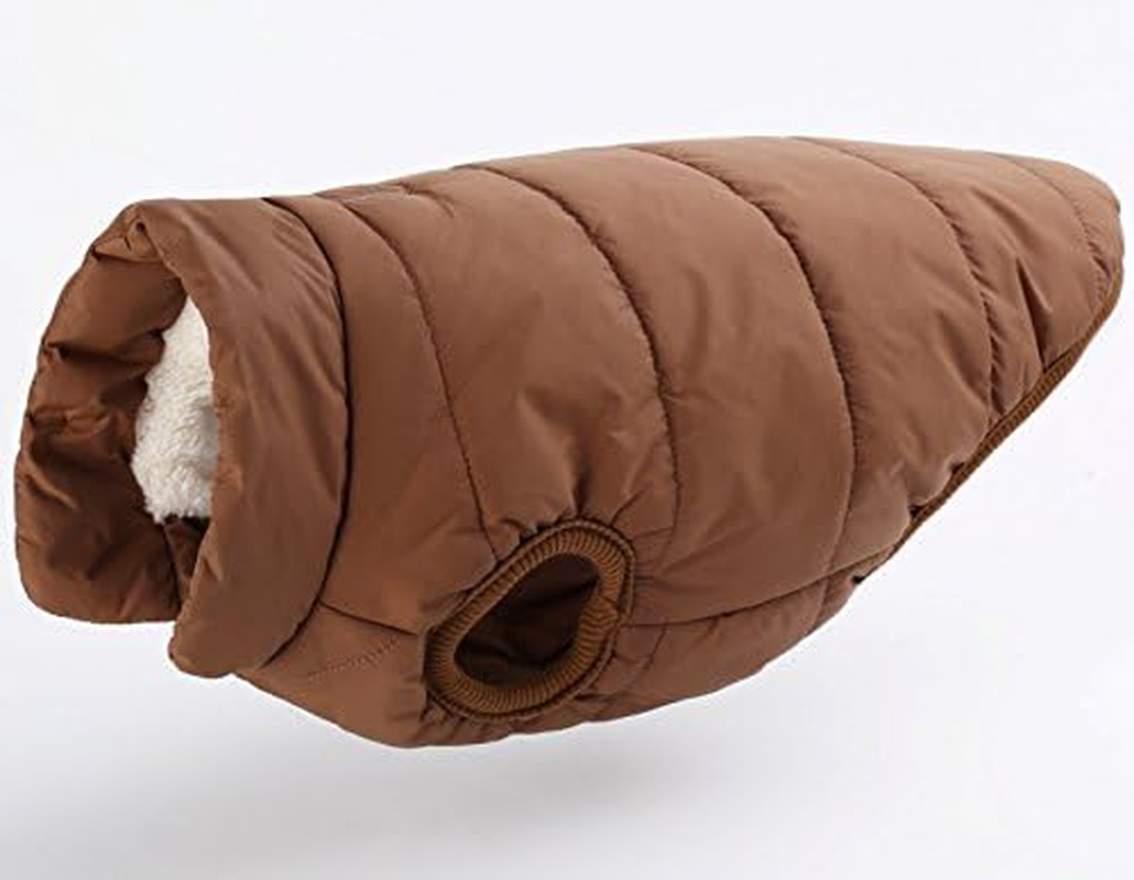 Dog Cosy Fleece Jacket Winter Lined Coat Clothes Warm Padded for Small Medium Large Dogs (Coffee, L) image number 6