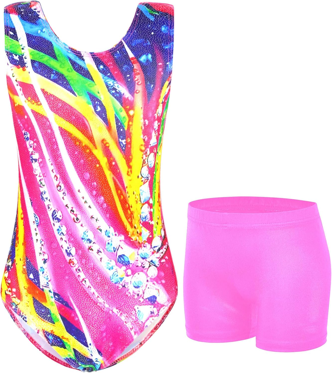 Jinhiteam Girls Gymnastics Leotards Size 2-9 Years Old Multicolor Sleeveless Little Kids Bodysuits Tumbling Outfit