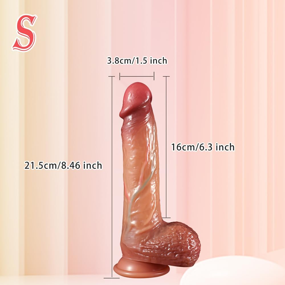 Movable Foreskin Dildos,8.46 Inch Huge Thick Dildo Sex Toys for Women, Double Silicone Dildo with Powerful Suction Cup,Adult Sex Toys