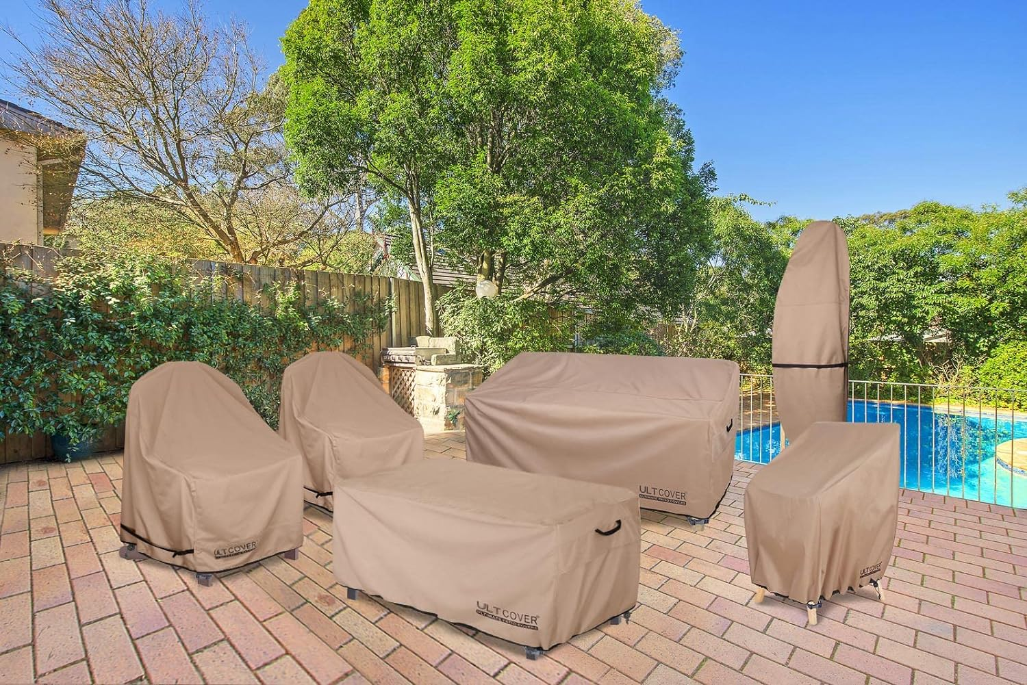 ULTCOVER Waterproof Outdoor Deep Seat Sofa Bench Cover 90W X 40D X 35H Inch Patio Furniture Couch Cover image number 1