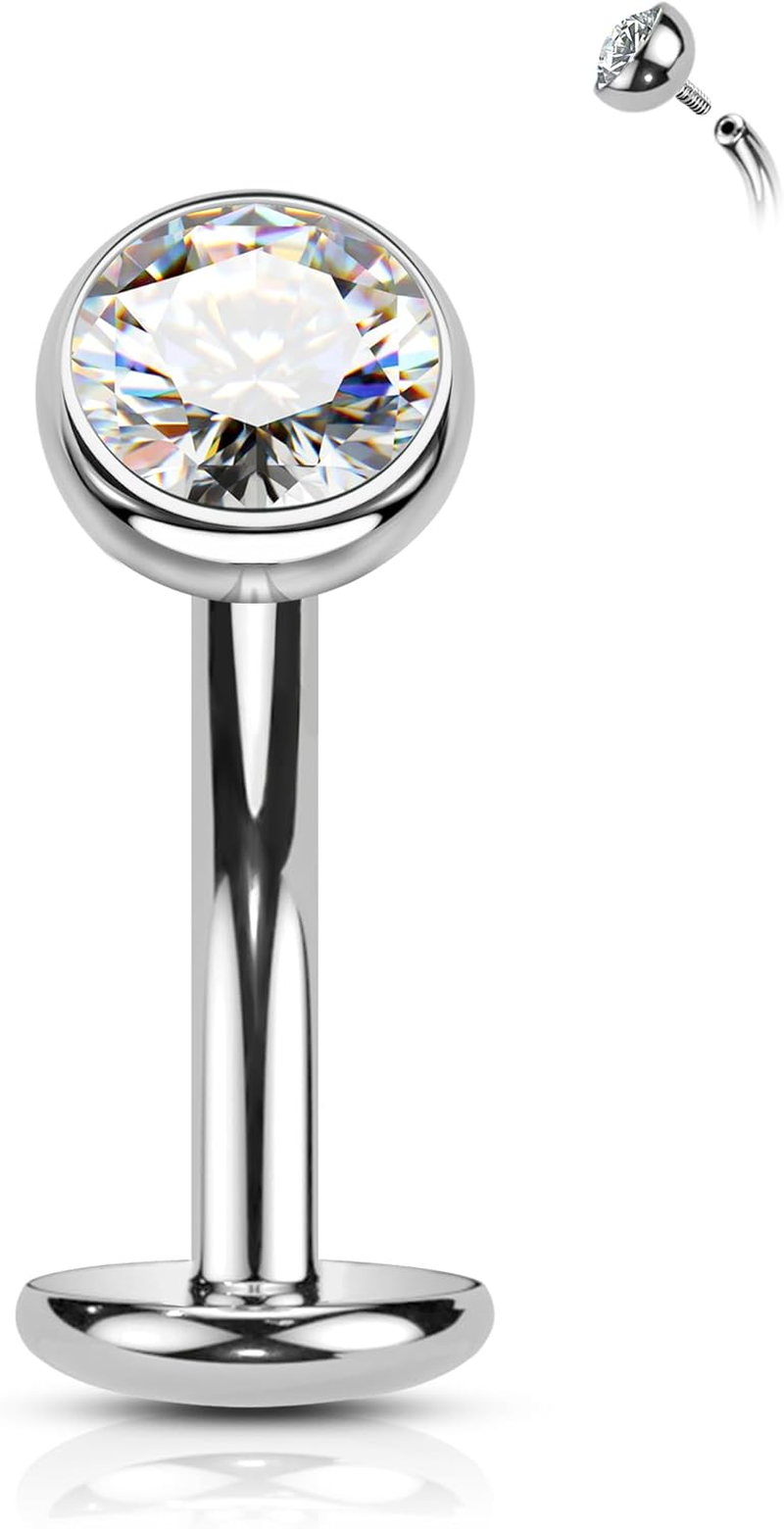 COCHARM G23 Solid Titanium Belly Button Rings Threaded Belly Piercing Jewellery for Women 14G Internally Threaded Floating Navel Rings Hypoallergenic image number 5