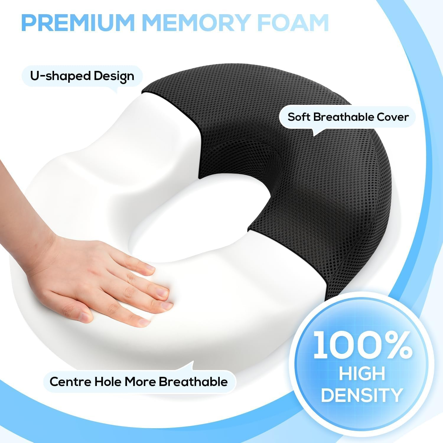 Donut Seat Cushion, Office Chair Cushion, Memory Foam Seat Cushion, Ergonomic Car Seat Cushion, Coccyx Pain Relief Cusion, Pressure Relief Hemorrhoid Cushions for Chair, Meshed (Seat Cushions) image number 1