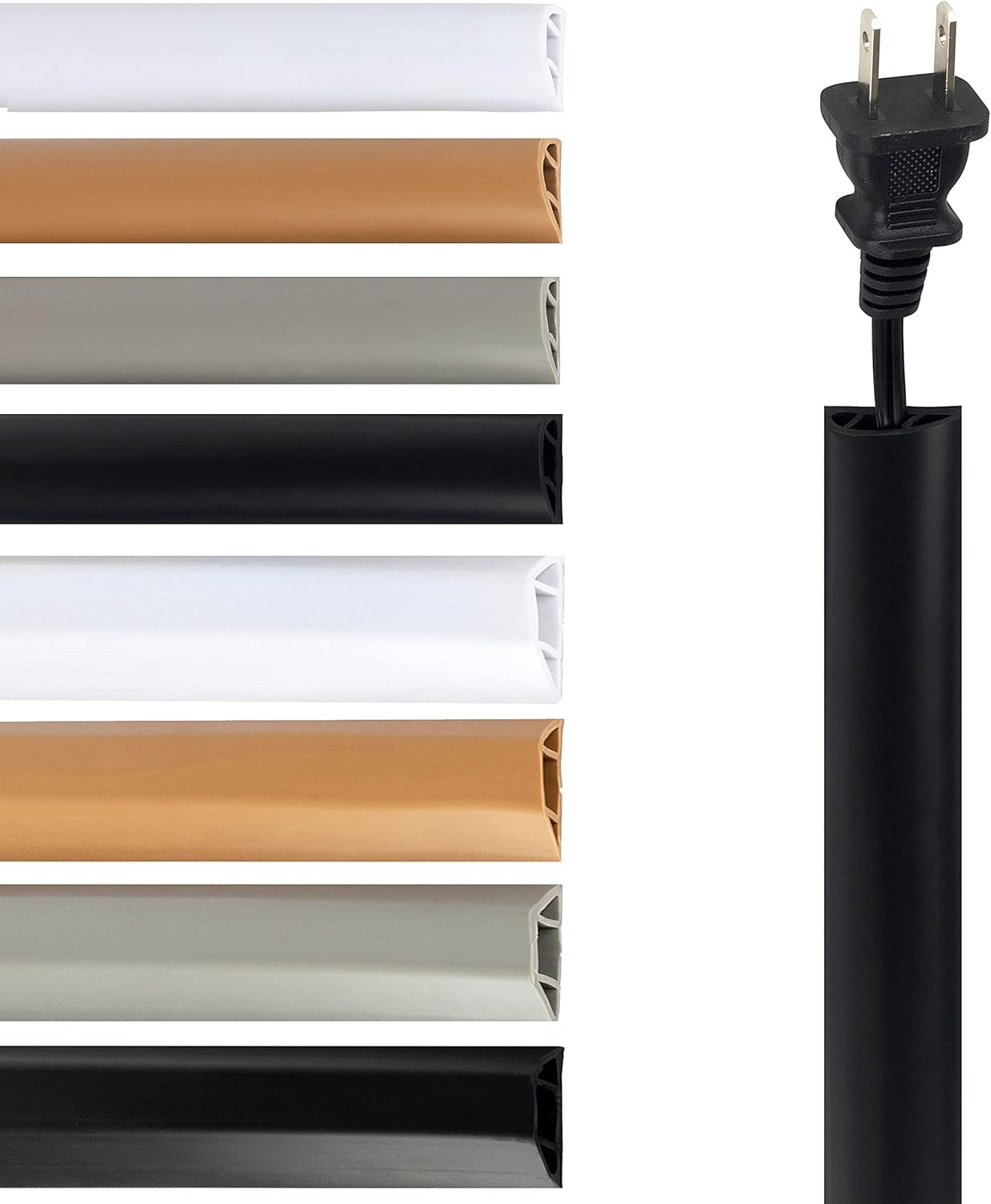 Rubber Bond TV Cord Hider Cable Protector - Strong Self Adhesive Wall Cord Cover Cable Hider - Low Profile Cable Management Wall Cord Concealer Cable Raceway - Brown - 1-2 Cord - 6 Feet