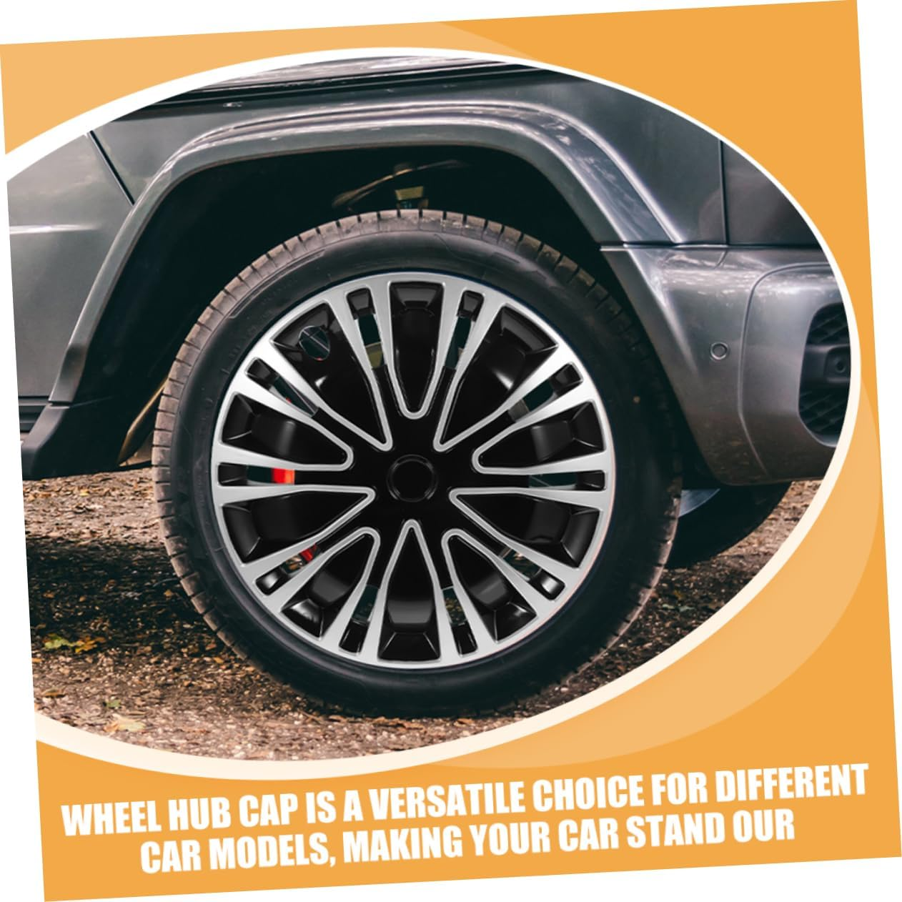 12 Inch Automotive Wheel Hubcaps, 2Pcs Silver Black Decorative Hubcap Covers for Cars, Universal Fit Car Wheel Rim Covers for Seasons image number 2