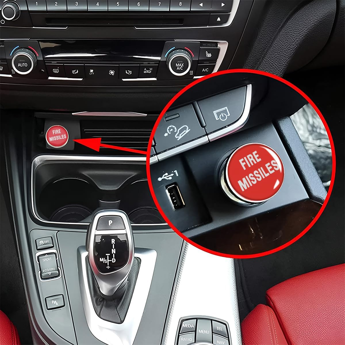 AUCELI Fire Missiles Button Car Cigarette Lighter Plug, Aluminum Alloy Push Button Cigarette Lighter Replacement for Most Vehicles with Standard 12 Volt Power Source, Car Accessory (FIRE MISSILE) image number 6