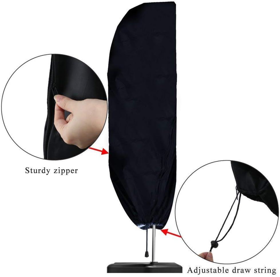 Cantilever Umbrella Cover for 7-11 Ft, Patio Umbrella Covers with Zipper, Waterproof Uv-Resistant Patio Umbrella Zipper Cover, All-Weather Protection Cover with Storage Bag, Outdoor Umbrellas Large image number 2