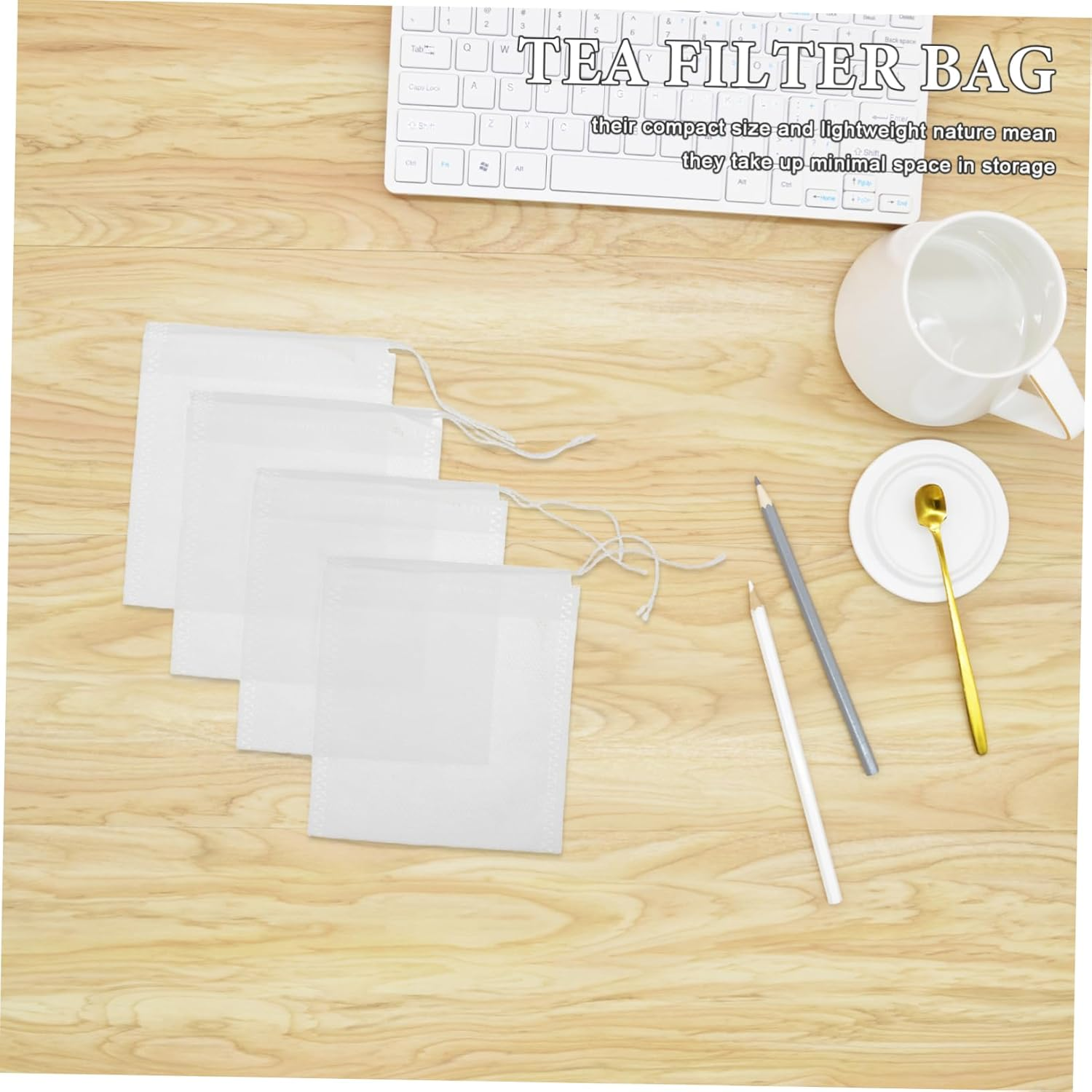 BAZEITFLOW 100Pcs Drawstring Tea Filter Bags for Loose Leaf Tea for and Travel Use