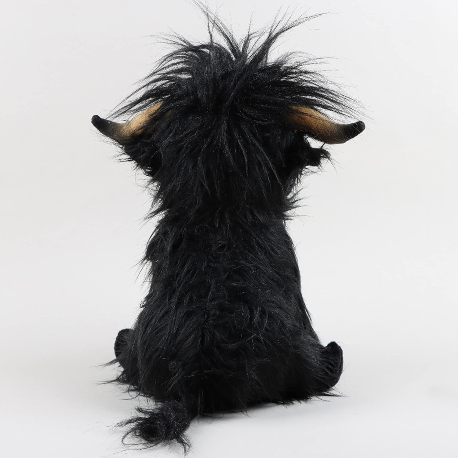 9.8Inch Highland Cow Stuffed Animal Realistic Cow Plush Toy Cuddly Simulation Highland Cattle Plushie Doll Farm Home Decor for Adults Kids(Black) image number 2