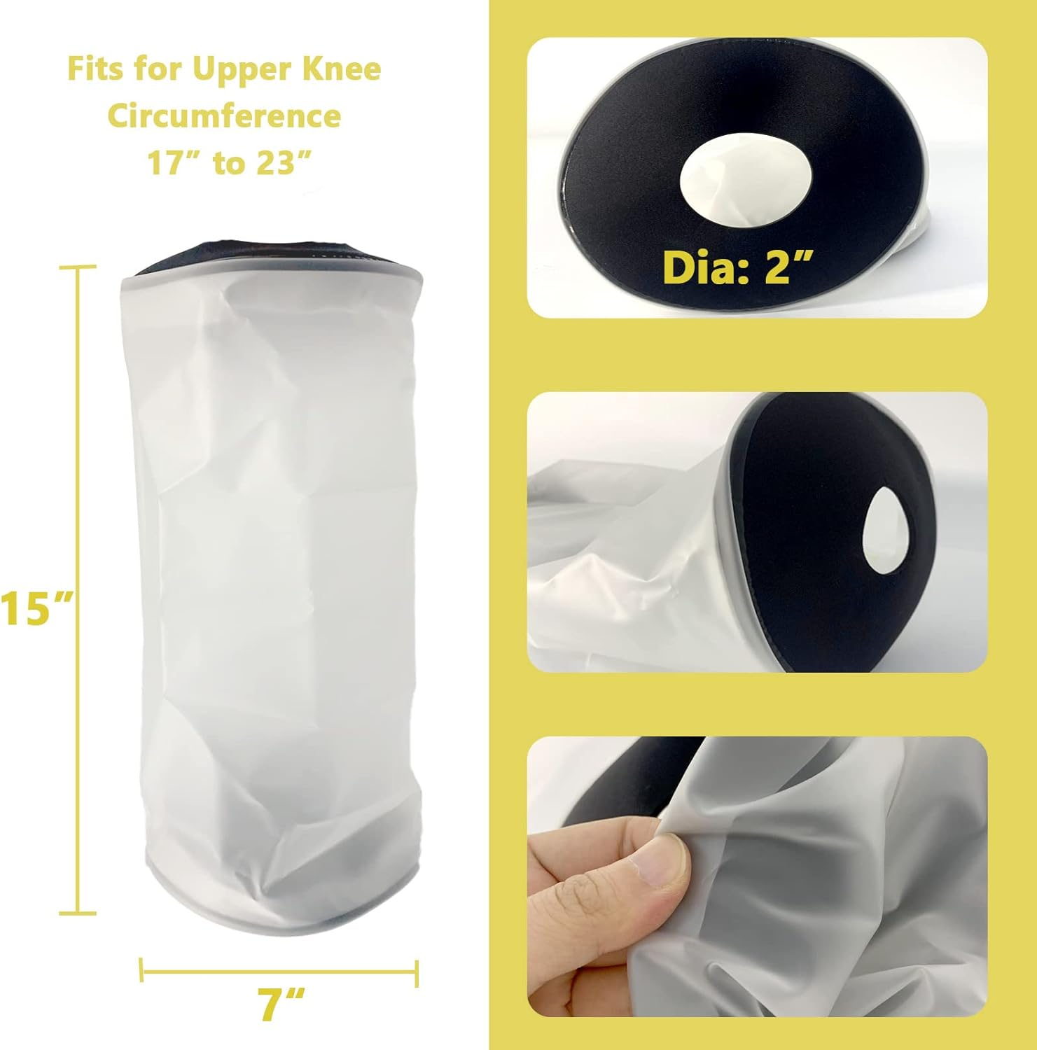 Knee Shower Cover, Adult Waterproof TPU Shower & Bath Bandage and Cast Protector for Knee Watertight Protection to Broken Knee Wound, Burns 100% Reusable(Black) image number 5