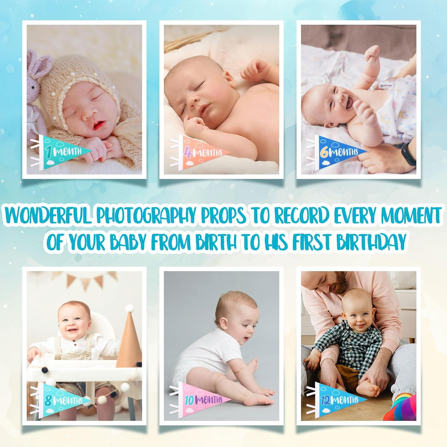 14Pcs Baby Felt Pennant Milestone Signs, Multicolour Monthly Baby Milestone Flag Baby Age Milestone Triangle Flags for Boy & Girl Newborn Party Favors Photo Props image number 4