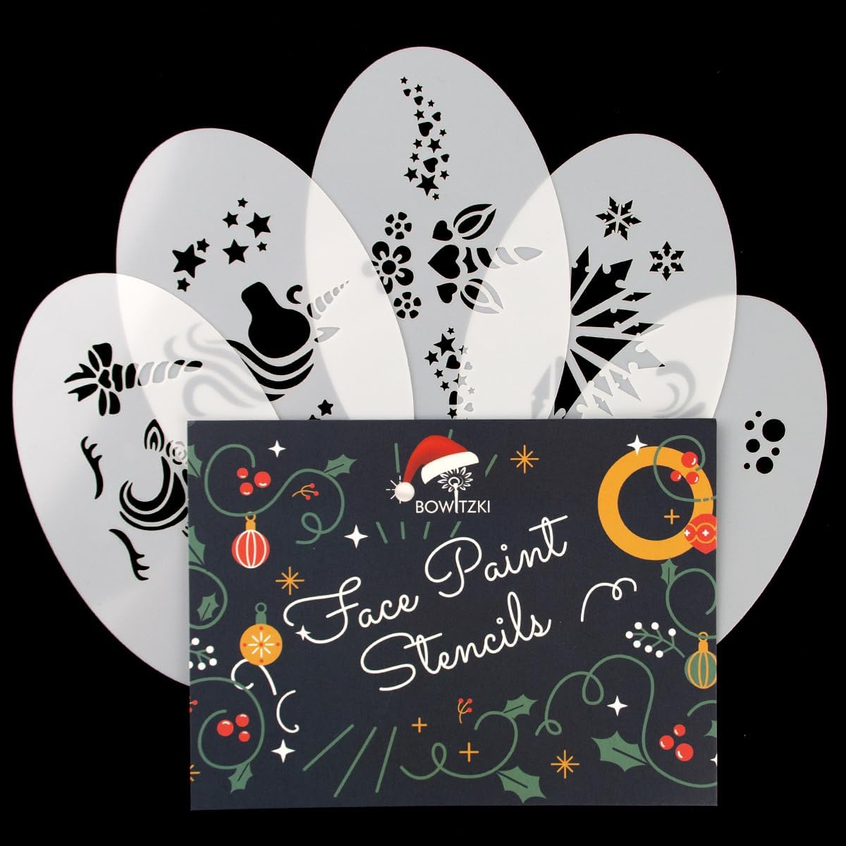 Bowitzki 5Pcs Reusable Face Paint Stencils for Body Art Painting Halloween Party Makeup Temporary Tattoos Stencils (Animal) - Animal-2 image number 2