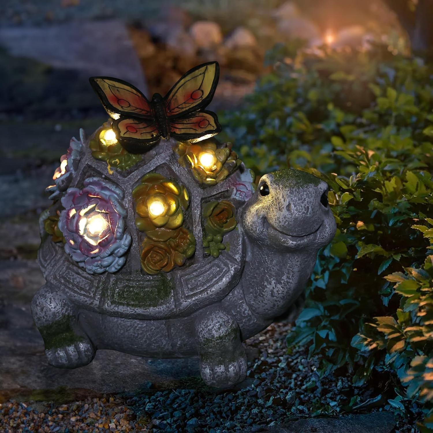 Attivolife Turtle Solar Garden Outdoor Statues with Succulent 7 LED Light, Patio Lawn Balcon Yard Ornament Art Decor, Mother Day Housewarming Birthday Presents for Mom Women Grandma image number 4