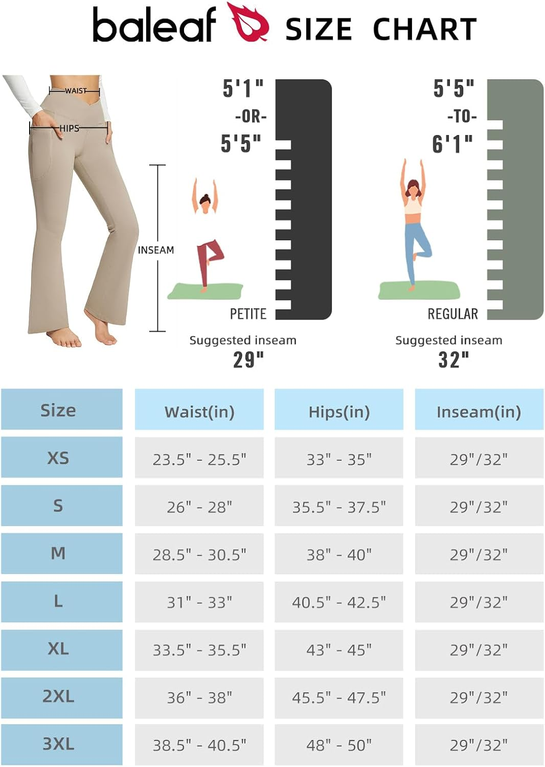 Baleaf Flare Leggings for Women Bootcut Yoga Pants Crossover High Waist Workout Casual Trendy Pants with Pockets image number 2