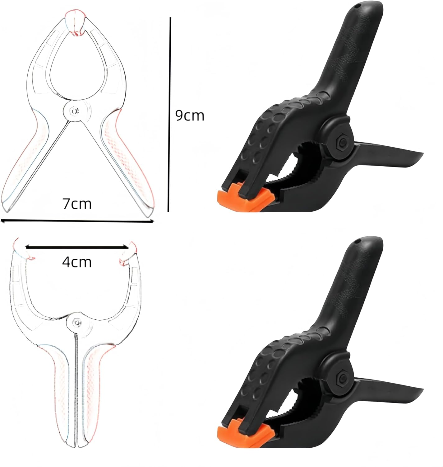 Ai-Oumleef Spring Clamps, 10 Pcs Mini Backdrop Clips, Heavy Duty Nylon Spring Clips, Grip Spring Clips Clamps for DIY Projects, Crafts, Photo Studios, Photo Background(3 Inch) image number 5
