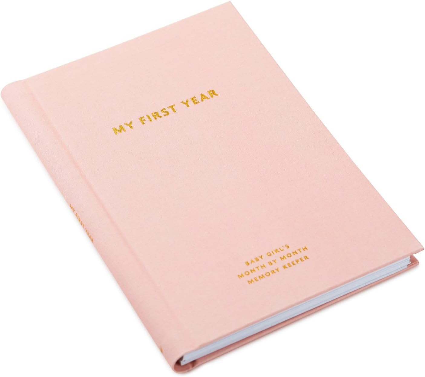 Hallmark &lsquo;My First Year&rsquo; Baby Book Album/Baby Photo Album - My First Year Baby Memory Album - Soft Pink Fabric Cover with Gold Foil Design image number 5