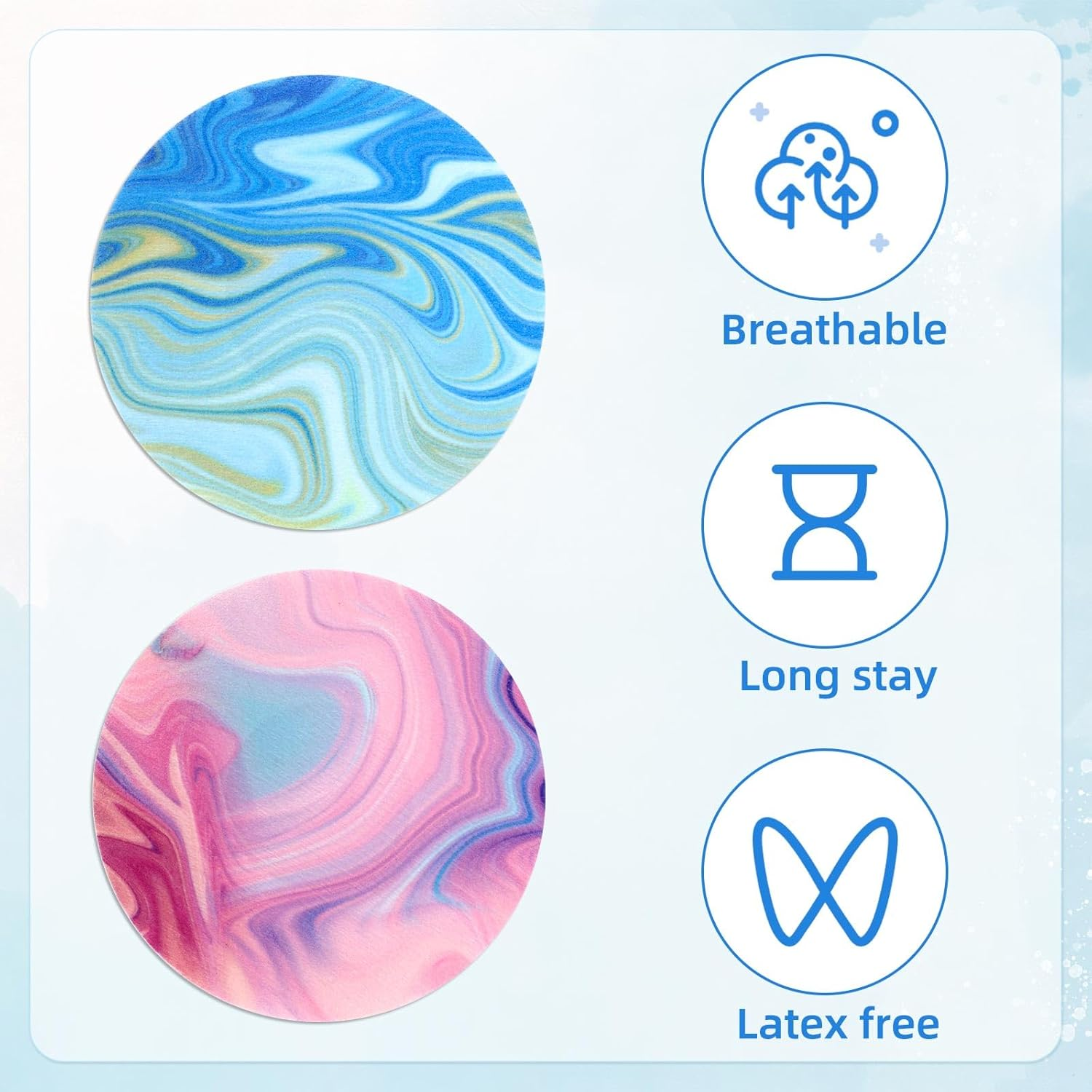 10Pcs Sensor Covers for Libre 2/3, Breathable Adhesive Patches Waterproof CGM Overpatch Tape Sensor Stickers for Libre Accessories (Marble Gradient, 5 Styles)