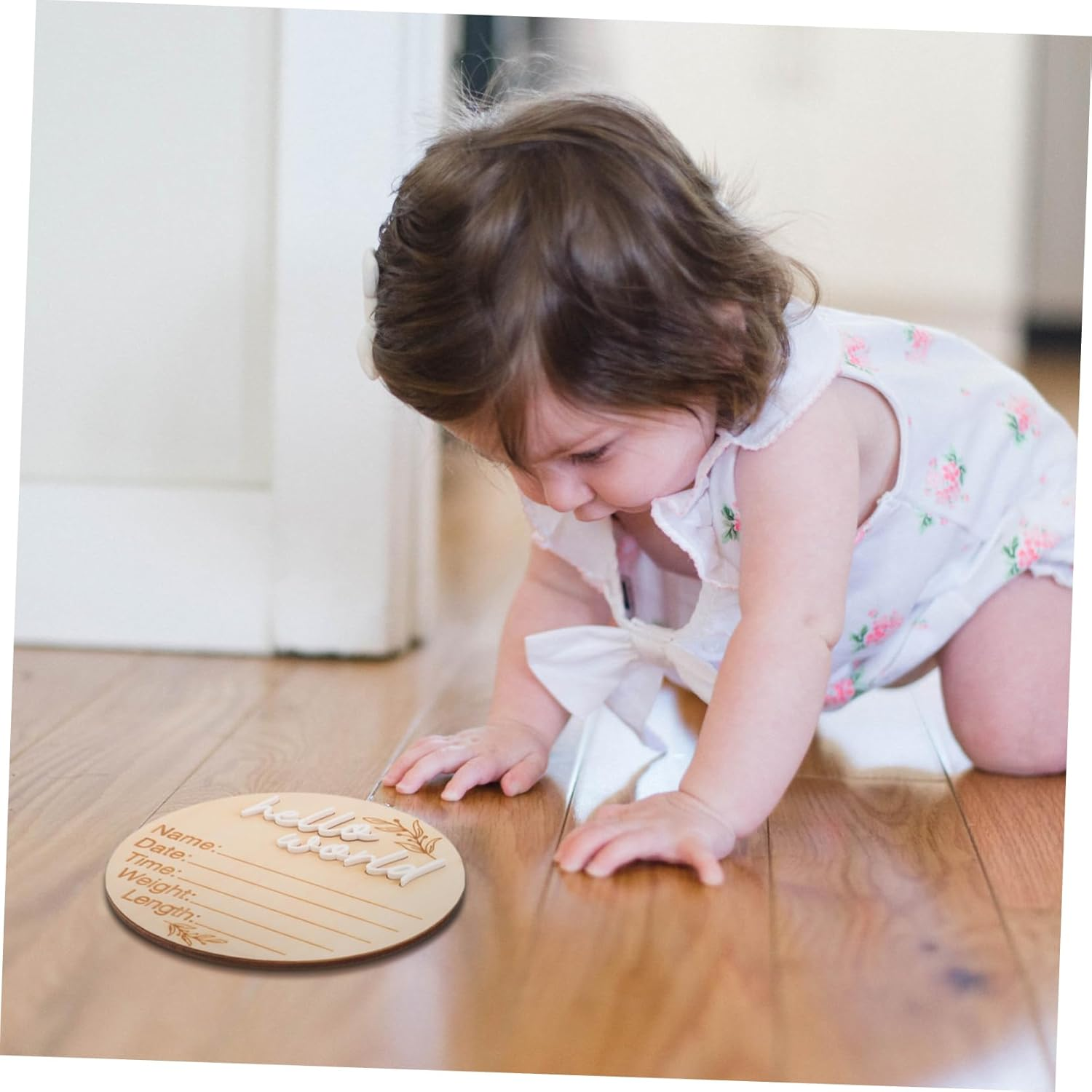 2Pcs Shaped Birth Announcement Sign Nursery Newborn Name Plaque Cute Milestone Decor Safe Natural for Photography and Celebrations image number 1