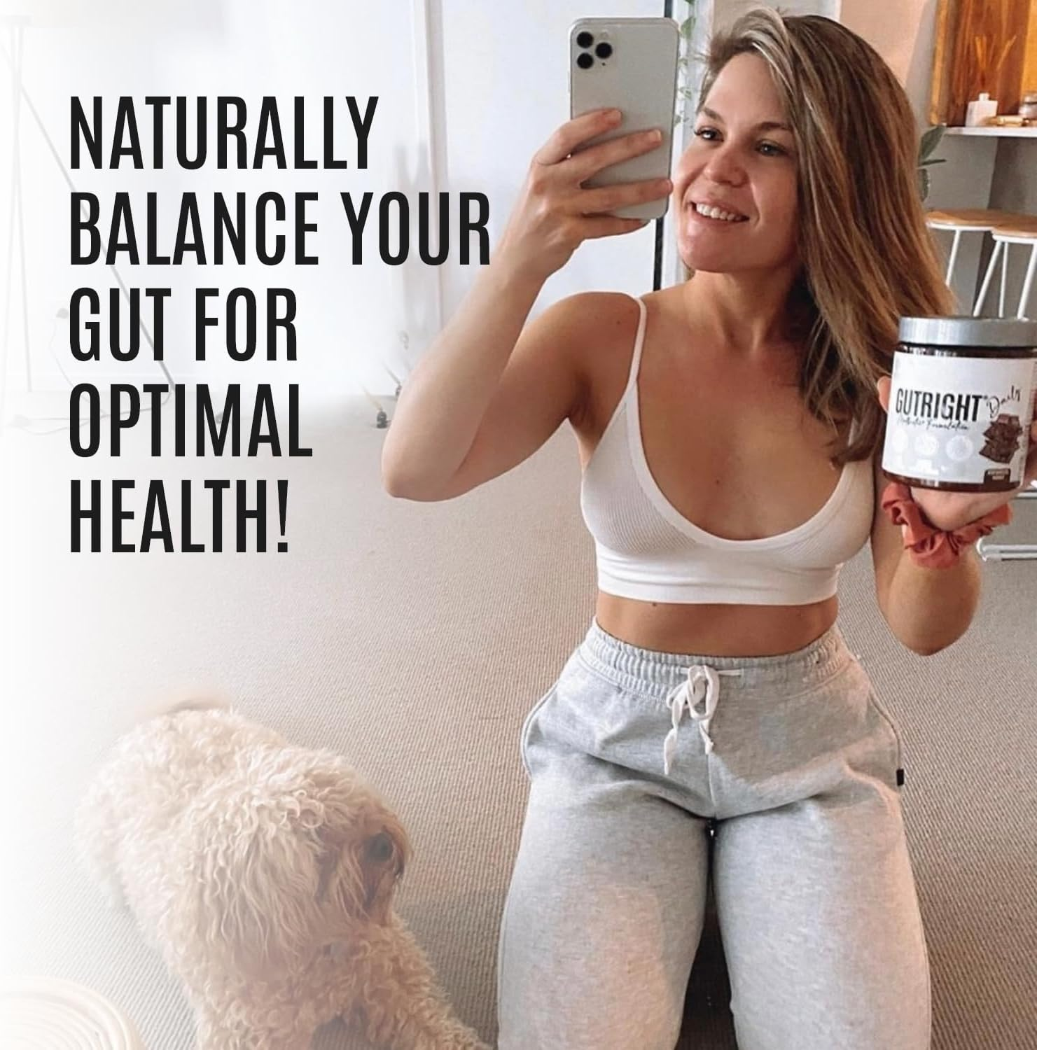 ATP Science Gutright&reg; Gut Daily Health Supplement, Modbiotic and Polyphenol Compounds for Better Gut Health, Digestion & Digestive Support, Plant-Based, Non-Gmo, Fibre, Flavour: Rich Chocolate, 150G image number 5