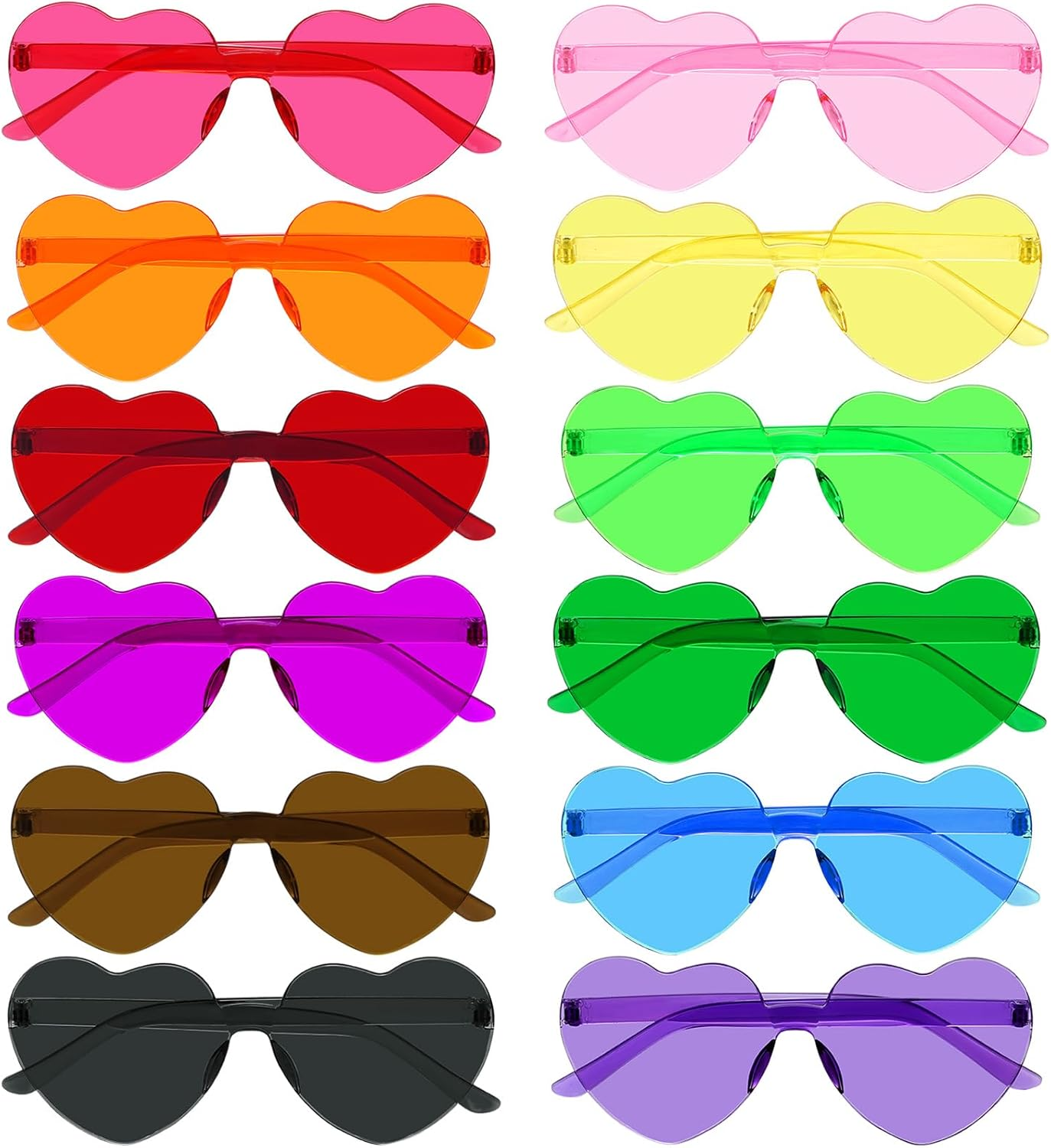 OJIOUI 12 Pairs Heart Shape Sunglasses, Party Glasses Costume Eyewear for Unisex Party Prop Favors Supplies