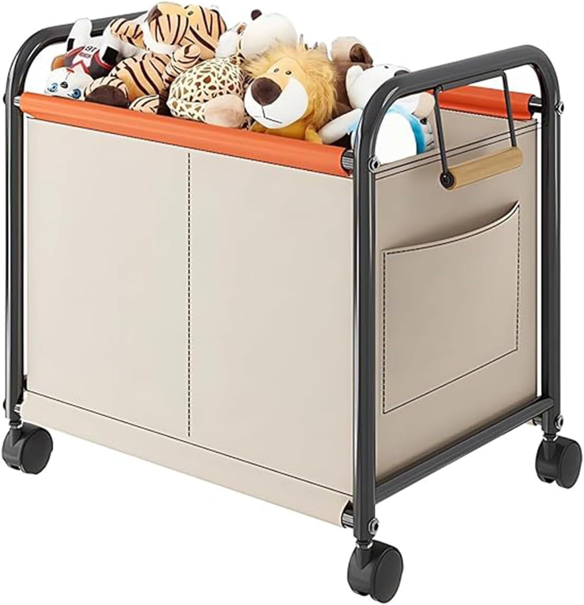 Kids Toy Box with Wheels & Dividers &ndash; Large Removable Storage Organizer Bin for Toys, Clothes, Blankets, Nursery & Playroom (For Boys & Girls) image number 5