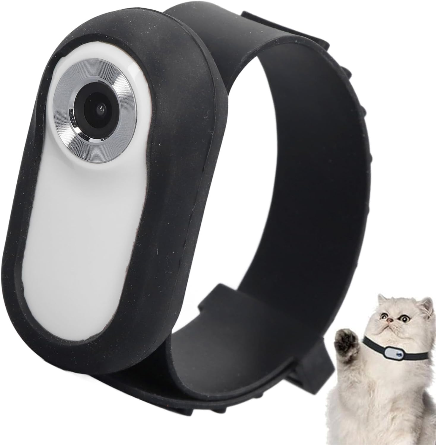Cat Collar Camera, No Wifi Needed, 120 Degree Wide Angle Home Pet Cameras, Mini Action Camera with Video Records, Indoor Outdoor Pet Cam, Birthday Gifts for Cats Dogs (White) image number 2