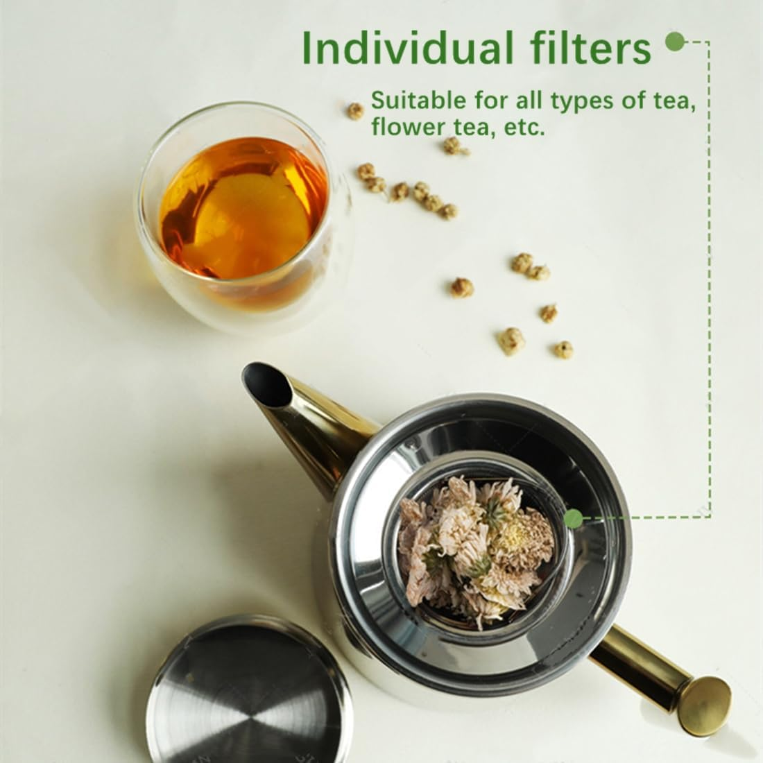 Frafuo Stainless Steel Tea Pot with Infuser for Loose Tea-1000Ml Large Capacity Kettle Teapot with Infuser-Magic Teapot with Strainer Separates Water with Tea or Any Infusion (Not for Gas Stovetop)