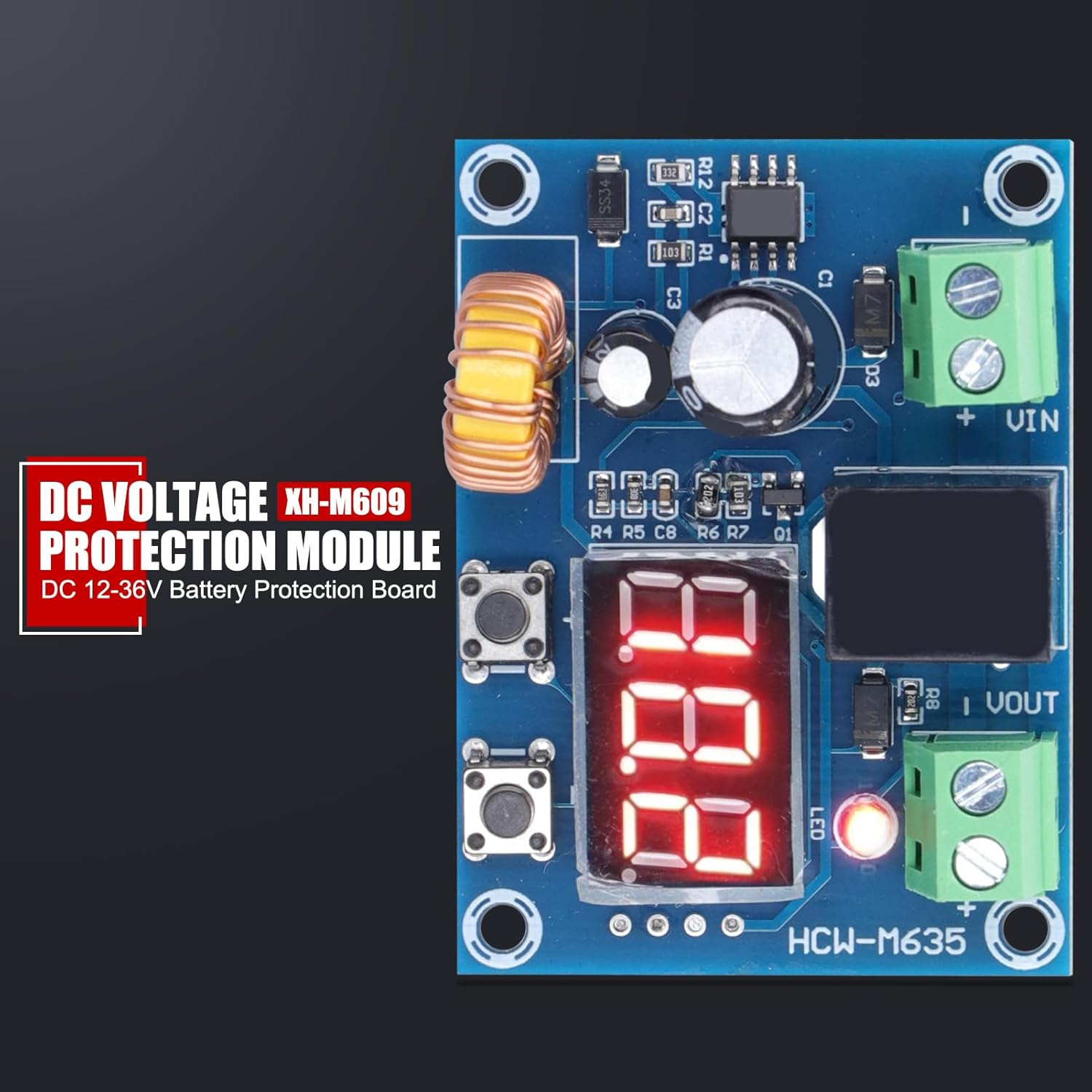 EVTSCAN Digital Adjustable DC Voltage Protection Module, for 12V to 36V Lead-Acid, Lithium-Ion Batteries, over Discharge Low Voltage Disconnect Battery Protection Board image number 5
