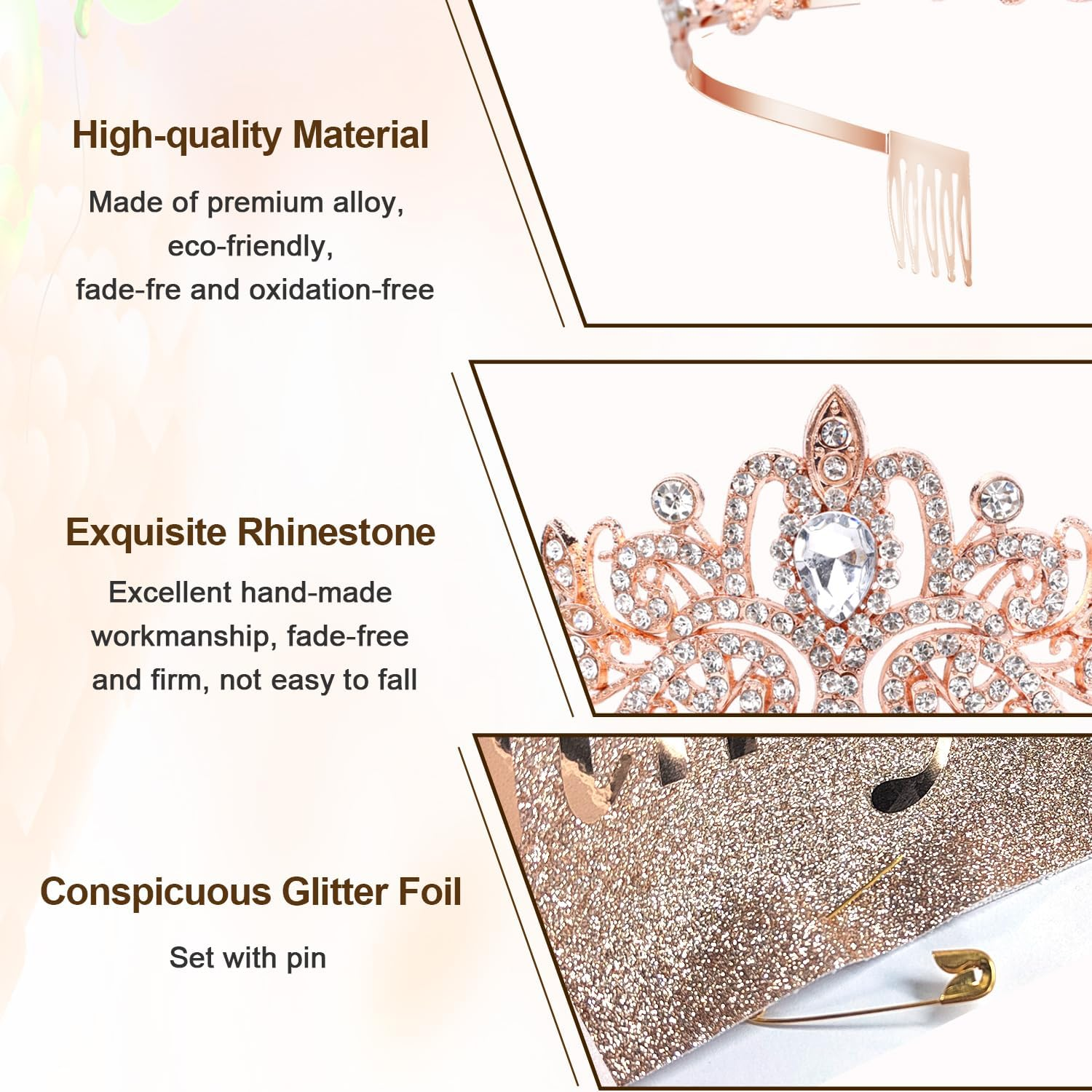 4Pcs Mommy to Be Sash Set, Mommy to Be Crown and Sash with Corsage for Pregnant Mommy and Daddy Mom to Be Baby Shower Decoration (Rose Gold) image number 2
