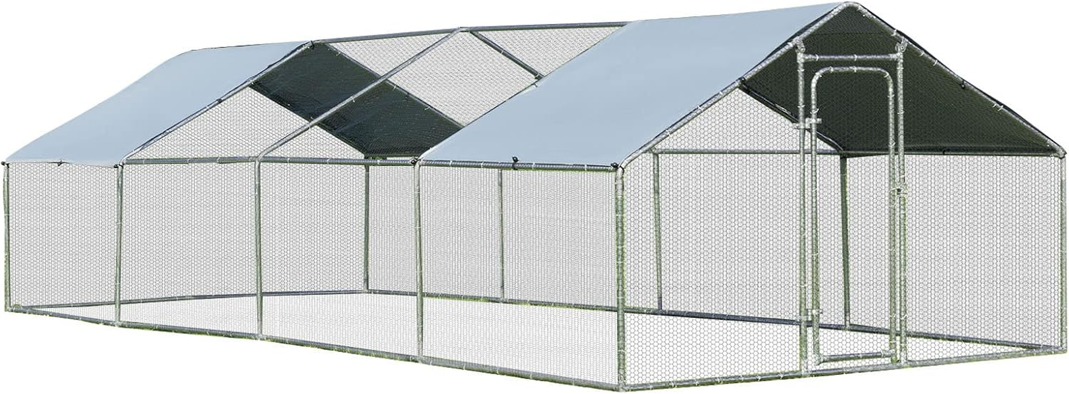 Costway Large Outdoor Metal Chicken Coop, Walk-In Hen Run House with Water-Proof Cover, Lockable Door, Large Space, PVC Wire Enclosure, Poultry Cage Habitat for Ducks, Rabbits in Backyard, Farm Use image number 2