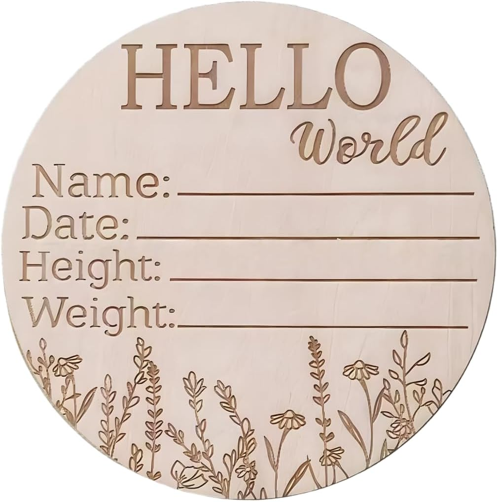 Handcrafted Basswood,Baby Birth Announcement Sign with Monthly Milestone Cards and Baby Name Sign, Wooden Photo Props and Growth Milestone. (A)