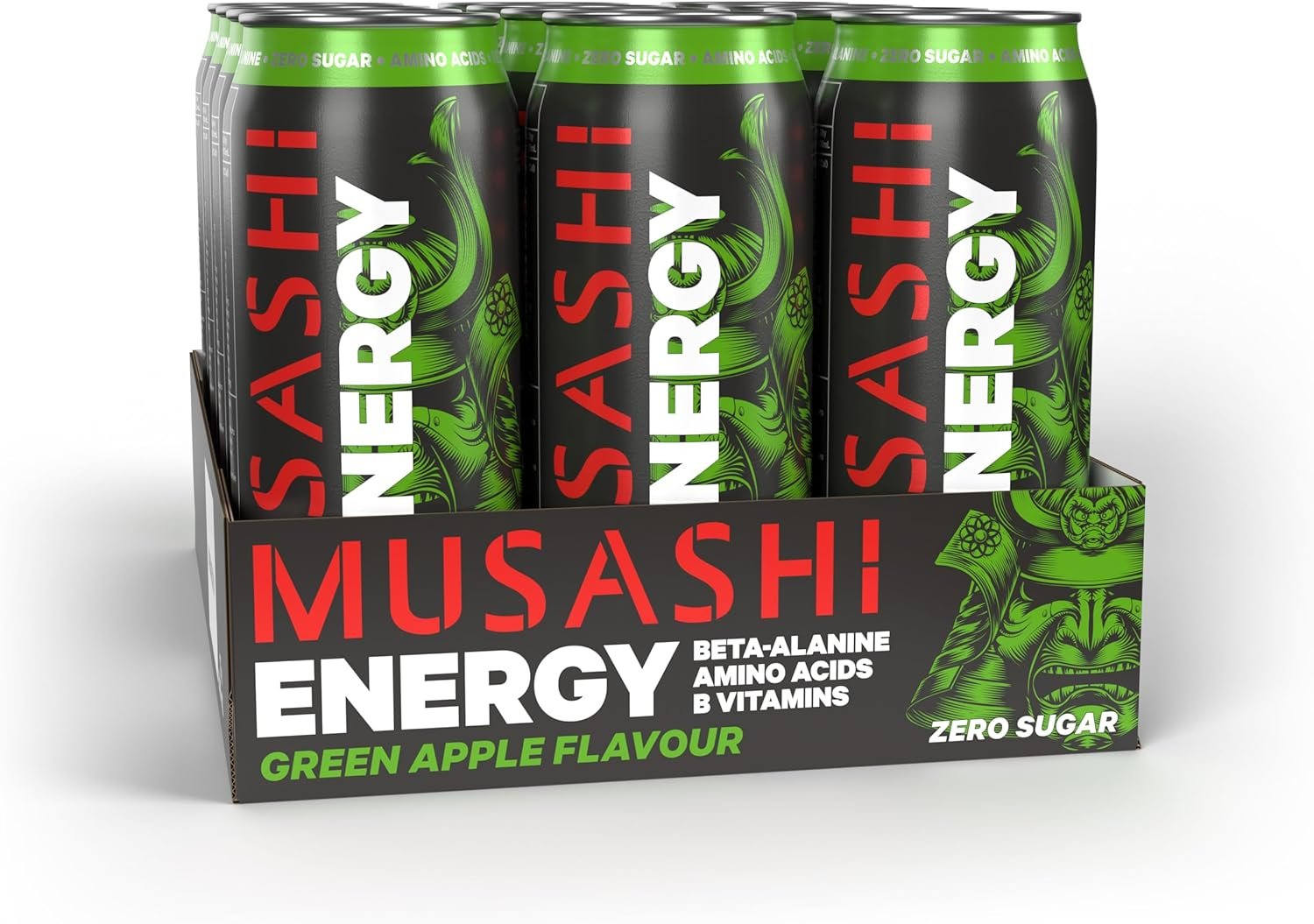 Musashi Green Apple Energy Drink 500 Ml (Pack of 12) image number 1